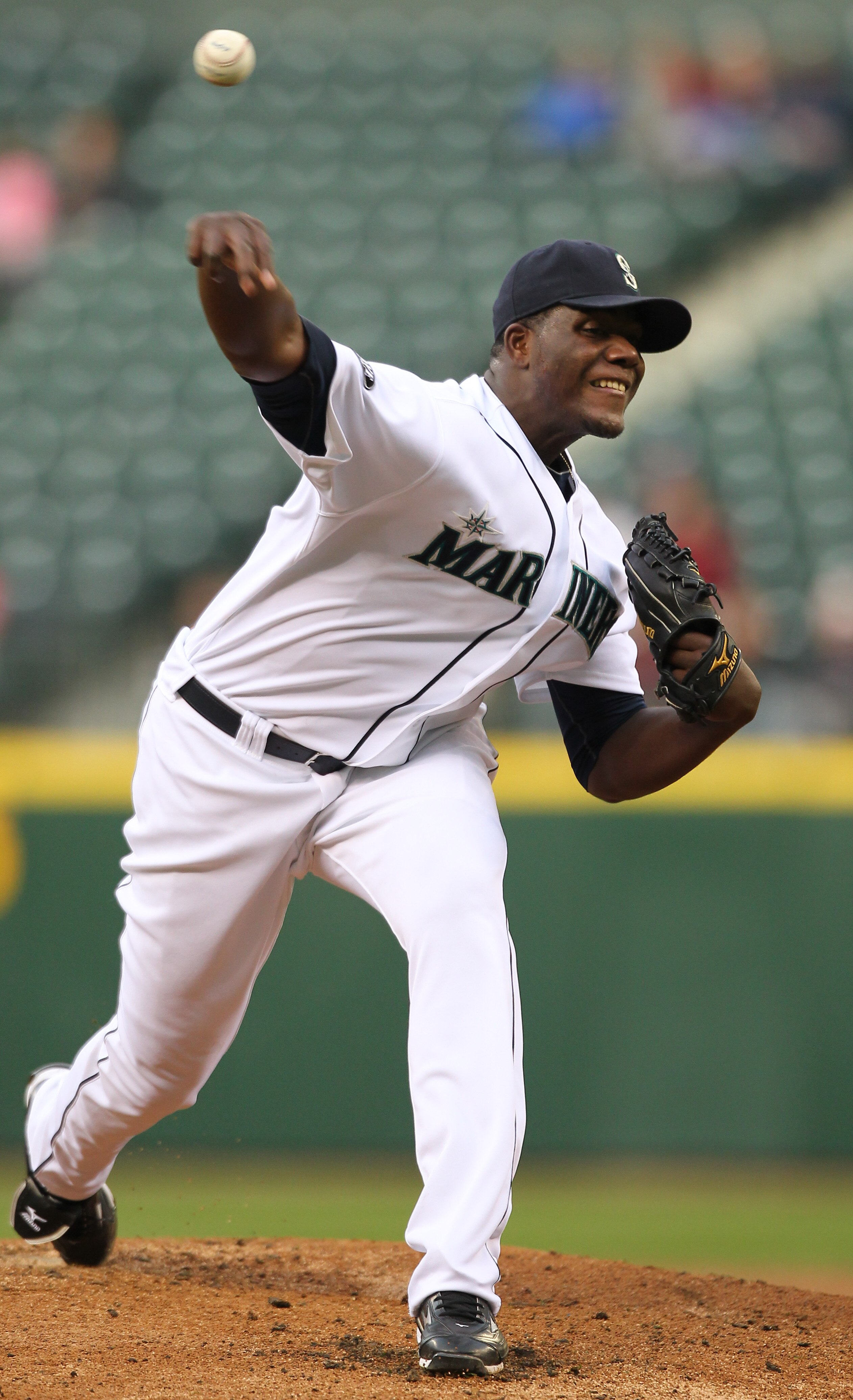 SEATTLE - MAY 04:  Starting pitcher Michael Pineda #36 of the Seattle Mariners pitches against the Texas Rangers at Safeco Field on May 4, 2011 in Seattle, Washington. (Photo by Otto Greule Jr/Getty Images)