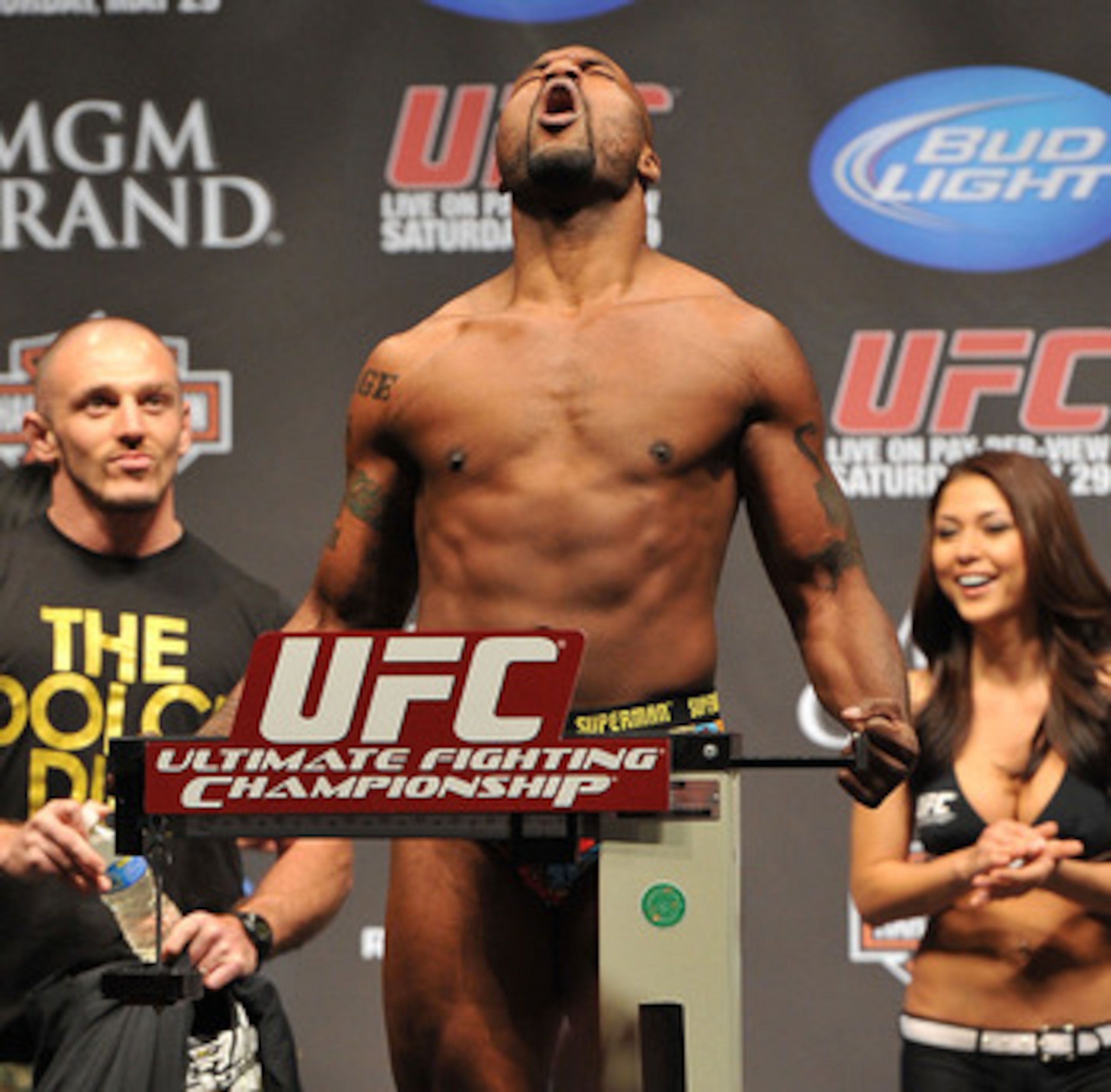LAS VEGAS - MAY 28:  UFC fighter Quinton 'Rampage' Jackson  weighs in for his fight against UFC fighter Rashad Evans at UFC 114: Rampage versus Rashad at the Mandalay Bay Hotel on May 28, 2010 in Las Vegas, Nevada.  (Photo by Jon Kopaloff/Getty Images)