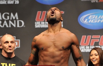 LAS VEGAS - MAY 28:  UFC fighter Quinton 'Rampage' Jackson  weighs in for his fight against UFC fighter Rashad Evans at UFC 114: Rampage versus Rashad at the Mandalay Bay Hotel on May 28, 2010 in Las Vegas, Nevada.  (Photo by Jon Kopaloff/Getty Images)