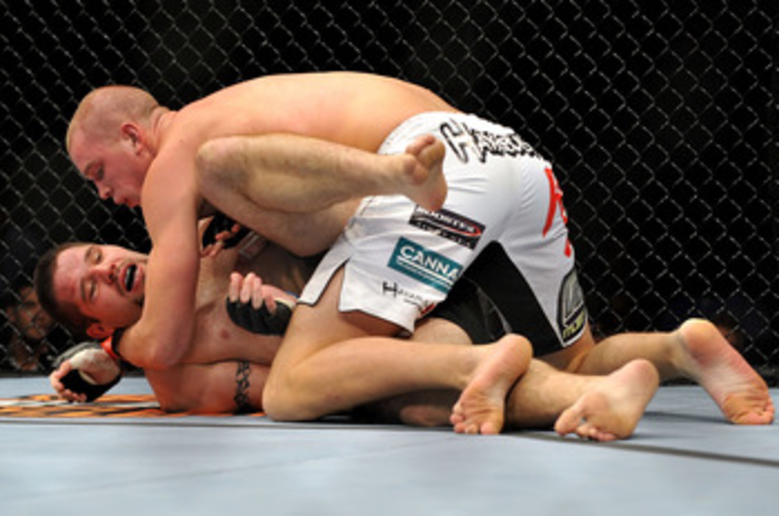 LOS ANGELES, CA - OCTOBER 24:  UFC fighter Chase Gormley (bottom) battles with UFC fighter Stefan Struve (top) during their Heavyweight bout at UFC 104: Machida vs. Shogun at Staples Center on October 24, 2009 in Los Angeles, California.  (Photo by Jon Ko
