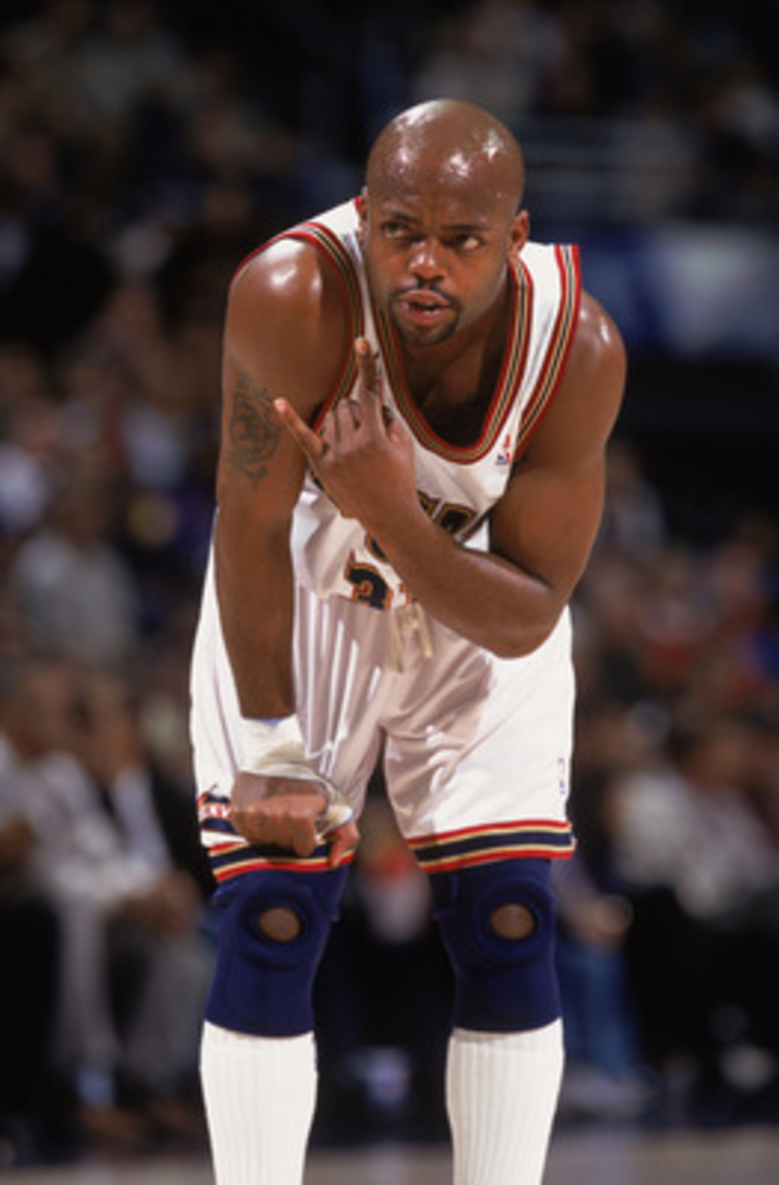 22 Nov 2001:  This is a close up of guard Nick Van Exel #31 of the Denver Nuggets. The picture was taken during the NBA game against the Los Angeles Lakers at the Pepsi Center in Denver, Colorado. The Lakers defeated the Nuggets 89-68.  NOTE TO USER:  Use