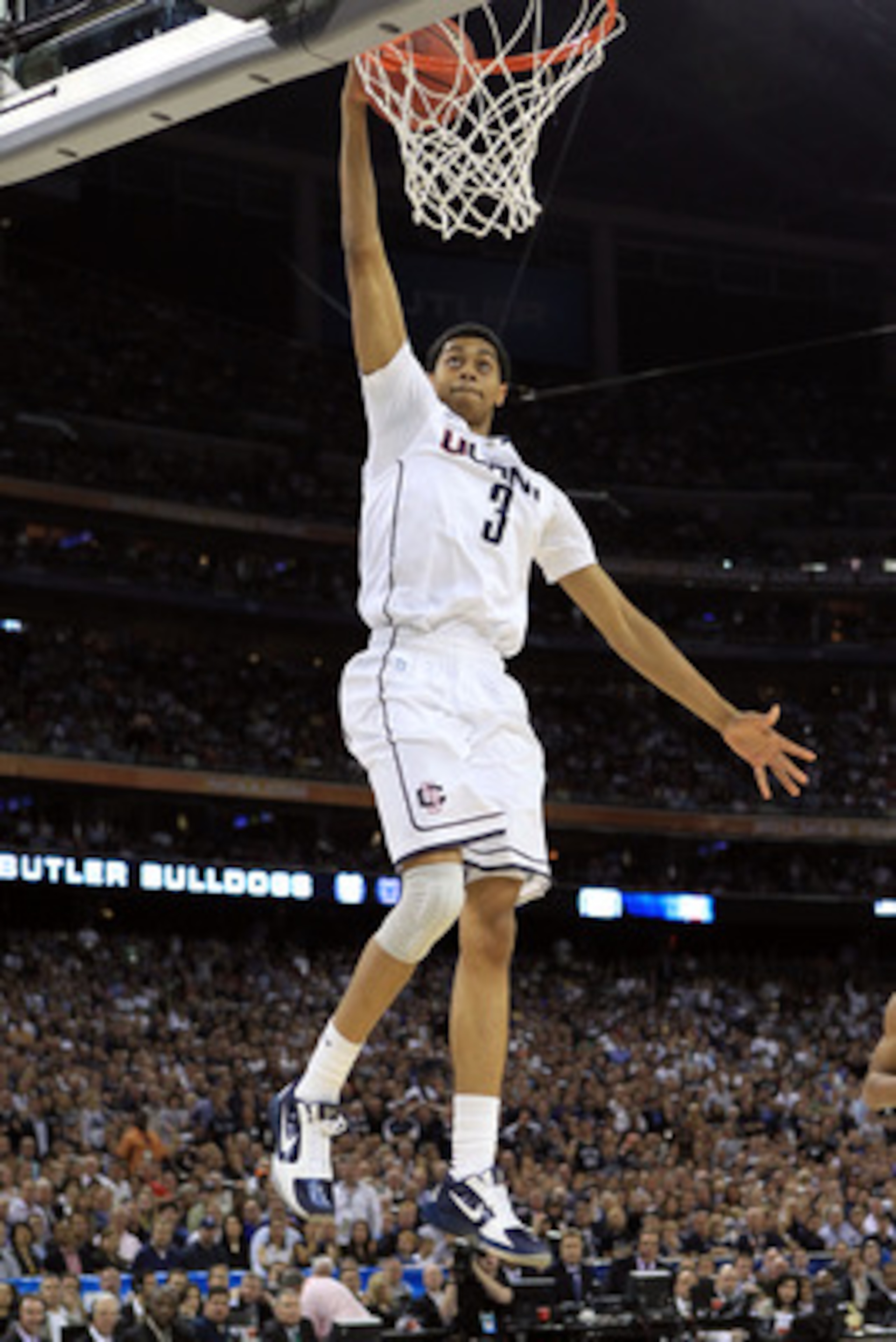 HOUSTON, TX - APRIL 04: Jeremy Lamb #3 of the Connecticut Huskies dunks the ball against the Butler Bulldogs during the National Championship Game of the 2011 NCAA Division I Men's Basketball Tournament at Reliant Stadium on April 4, 2011 in Houston, Tex HOUSTON, TX - APRIL 04: Jeremy Lamb #3 of the Connecticut Huskies dunks the ball against the Butler Bulldogs during the National Championship Game of the 2011 NCAA Division I Men's Basketball Tournament at Reliant Stadium on April 4, 2011 in Houston, Tex