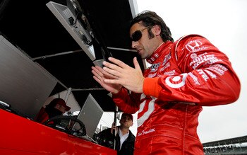 INDIANAPOLIS, IN - MAY 27:  Dario Franchitti of Scotland, driver of the #10 Target Chip Ganassi Racing Dallara Honda, prepares for the final practice on Carb Day for the 95th running of the Indianapolis 500 on May 27, 2011 at the Indianapolis Motor Speedw