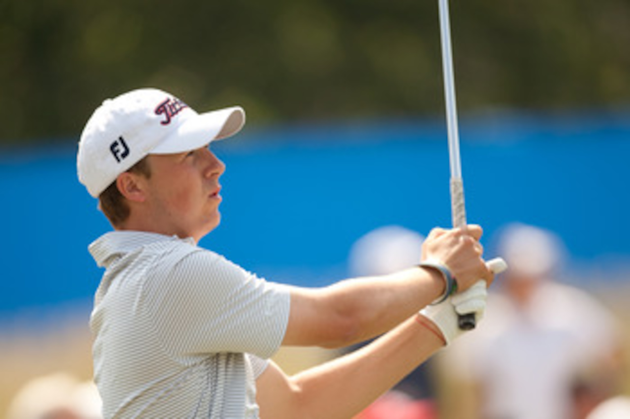 IRVING, TX - MAY 27: Jordan Spieth follows through on a tee shot during the second round of the HP Byron Nelson Championship at TPC Four Seasons at Las Colinas on May 27, 2011 in Irving, Texas. (Photo by Darren Carroll/Getty Images)