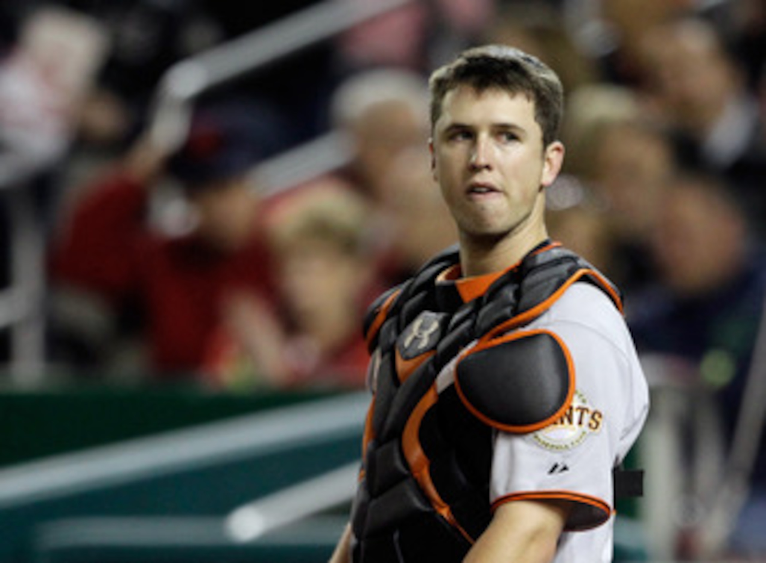 WASHINGTON, DC - APRIL 29:  Catcher Buster Posey #28 of the San Francisco Giants in action against the Washington Nationals at Nationals Park on April 29, 2011 in Washington, DC.  (Photo by Rob Carr/Getty Images)