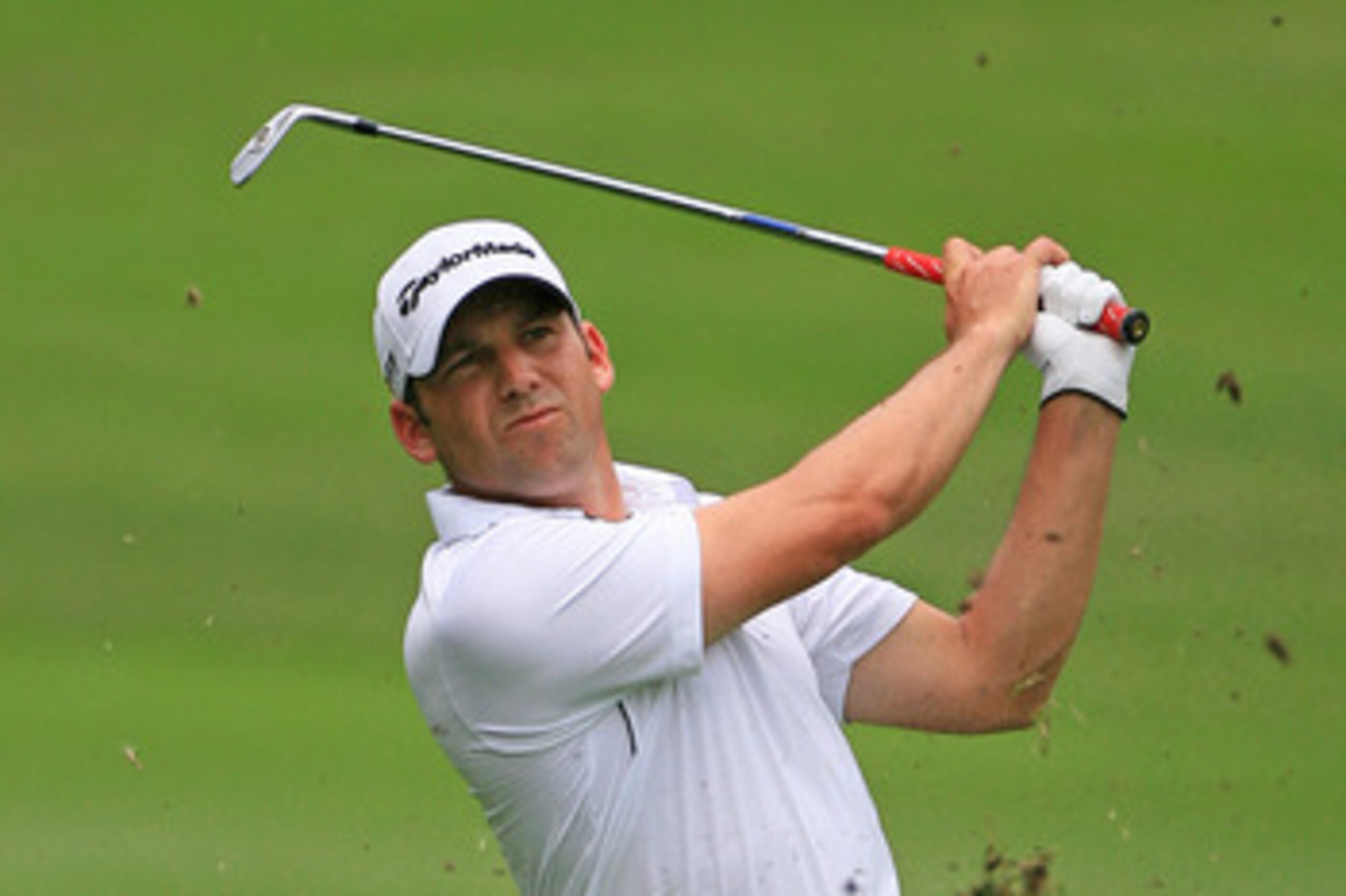 FT. WORTH, TX - MAY 19: Sergio Garcia of Spain hits his second shot on the ninth hole during the first round of the Crowne Plaza Invitational at Colonial Country Club on May 19, 2011 in Ft. Worth, Texas. (Photo by Hunter Martin/Getty Images)