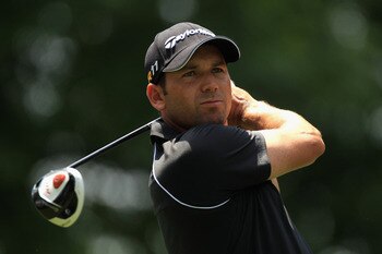 CHARLOTTE, NC - MAY 07:  Sergio Garcia hits his tee shot on the third hole during the third round of the Wells Fargo Championship at the Quail Hollow Club on May 7, 2011 in Charlotte, North Carolina.  (Photo by Streeter Lecka/Getty Images)