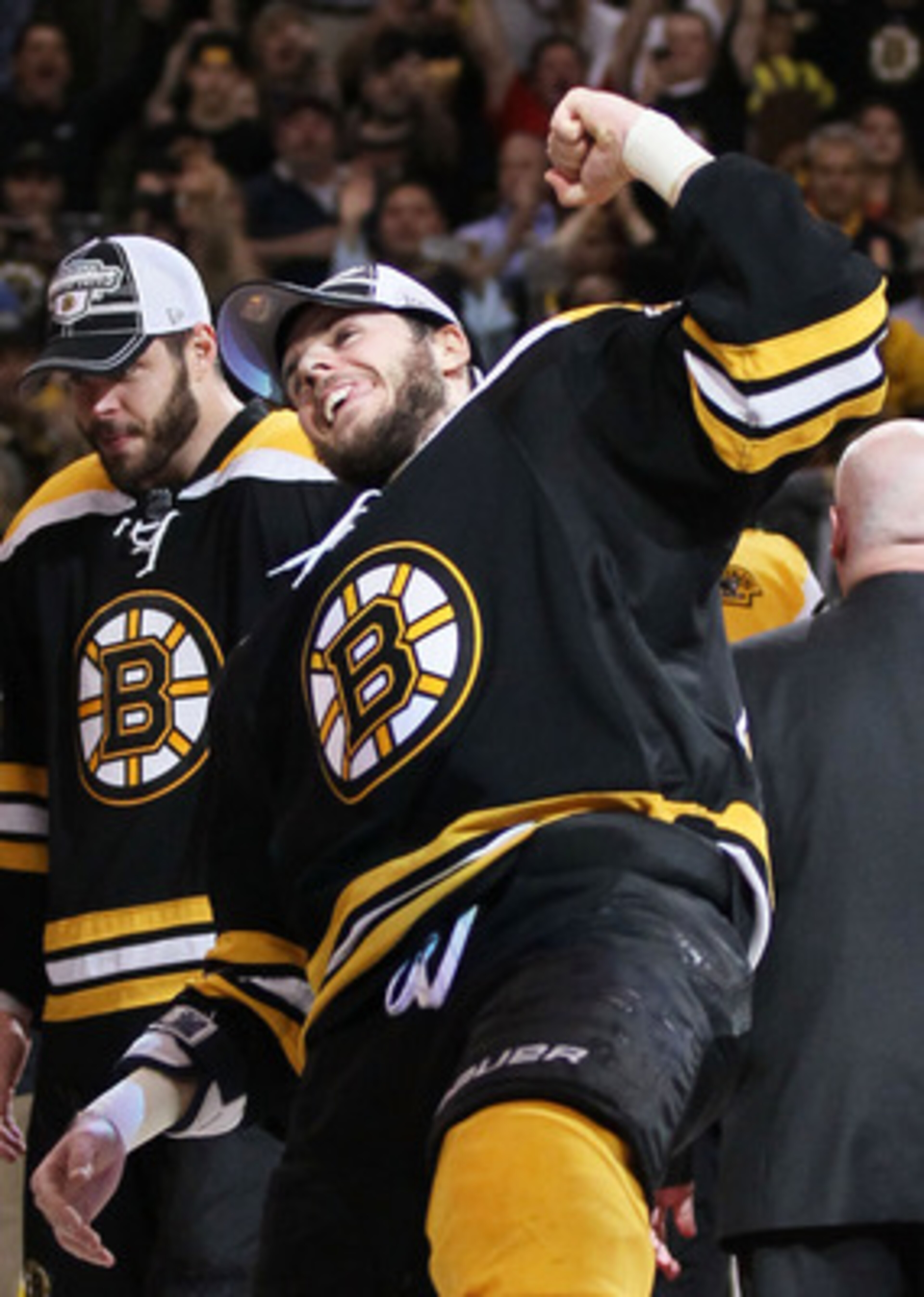BOSTON, MA - MAY 27: David Krejci #46 of the Boston Bruins celebrates their 1 to 0 win over the Tampa Bay Lightning in Game Seven of the Eastern Conference Finals during the 2011 NHL Stanley Cup Playoffs at TD Garden on May 27, 2011 in Boston, Massachuse BOSTON, MA - MAY 27: David Krejci #46 of the Boston Bruins celebrates their 1 to 0 win over the Tampa Bay Lightning in Game Seven of the Eastern Conference Finals during the 2011 NHL Stanley Cup Playoffs at TD Garden on May 27, 2011 in Boston, Massachuse