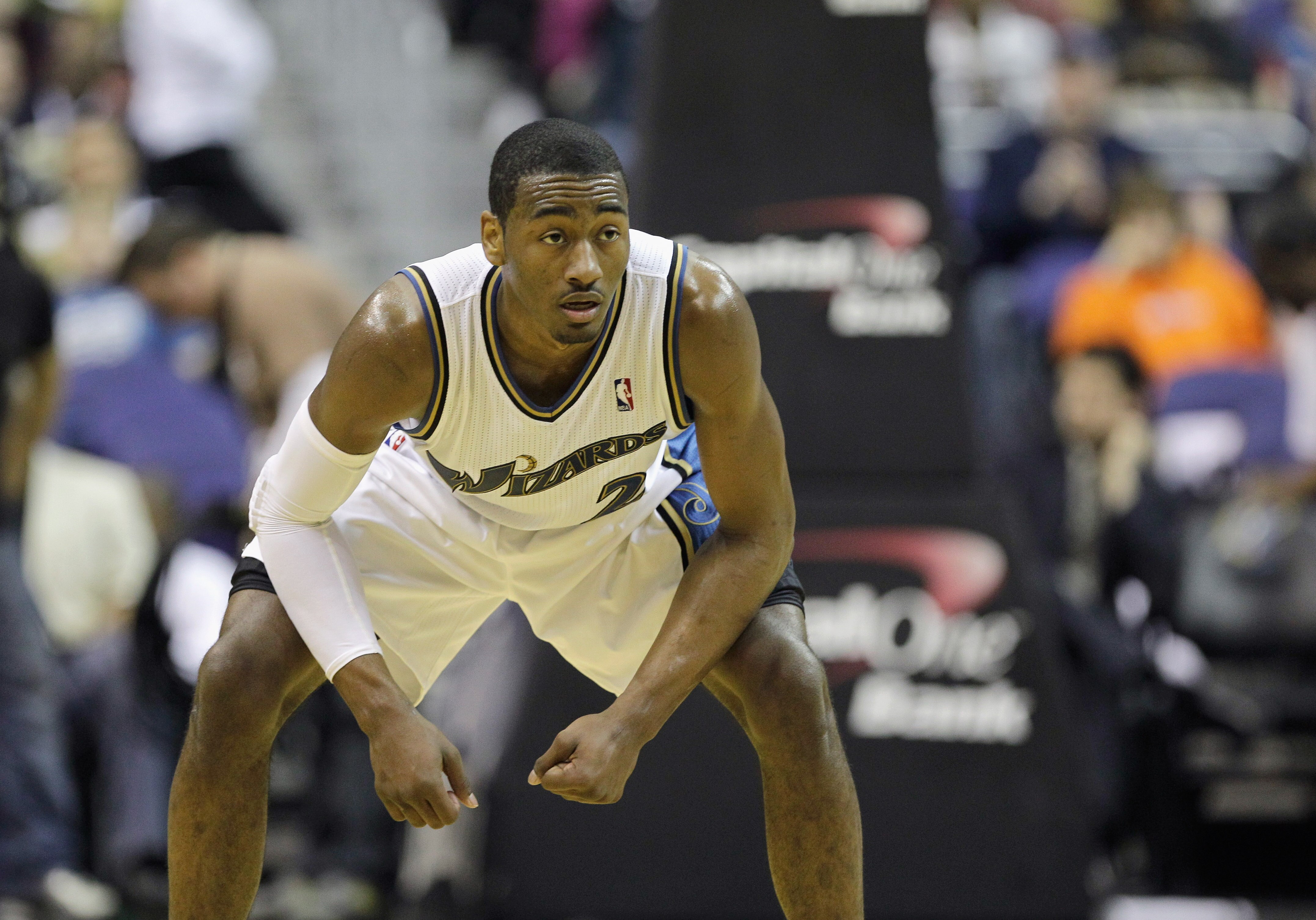 WASHINGTON, DC - MARCH 05:  John Wall #2 of the Washington Wizards shoots a free throw against the Minnesota Timberwolves at the Verizon Center on March 5, 2011 in Washington, DC. NOTE TO USER: User expressly acknowledges and agrees that, by downloading a