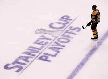 BOSTON, MA - MAY 27:  Zdeno Chara #33 of the Boston Bruins skates during warm ups prior to Game Seven of the Eastern Conference Finals against the Tampa Bay Lightning during the 2011 NHL Stanley Cup Playoffs at TD Garden on May 27, 2011 in Boston, Massach