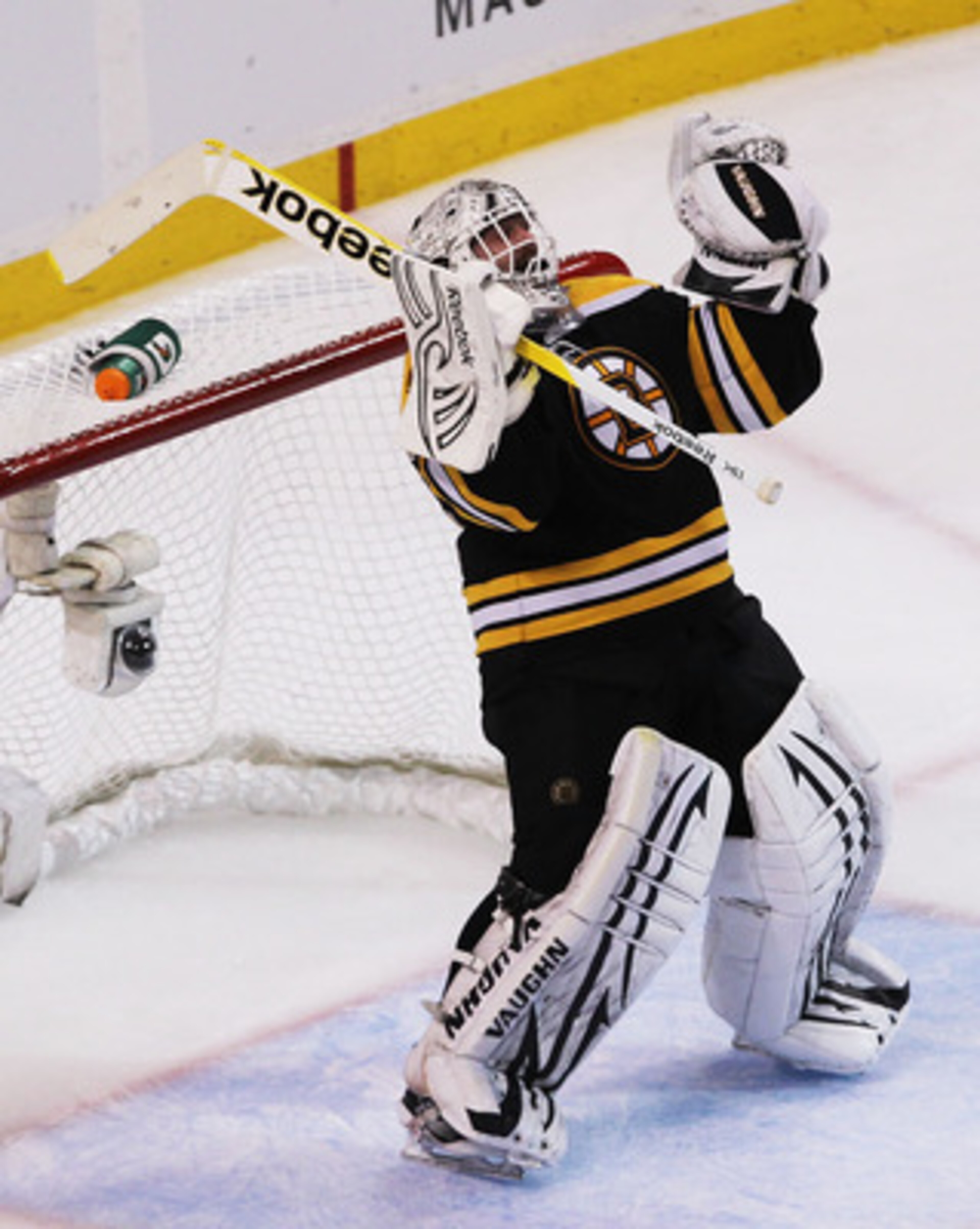 BOSTON, MA - MAY 27: Tim Thomas #30 of the Boston Bruins celebrates their 1 to 0 win over the Tampa Bay Lightning in Game Seven of the Eastern Conference Finals during the 2011 NHL Stanley Cup Playoffs at TD Garden on May 27, 2011 in Boston, Massachusett BOSTON, MA - MAY 27: Tim Thomas #30 of the Boston Bruins celebrates their 1 to 0 win over the Tampa Bay Lightning in Game Seven of the Eastern Conference Finals during the 2011 NHL Stanley Cup Playoffs at TD Garden on May 27, 2011 in Boston, Massachusett