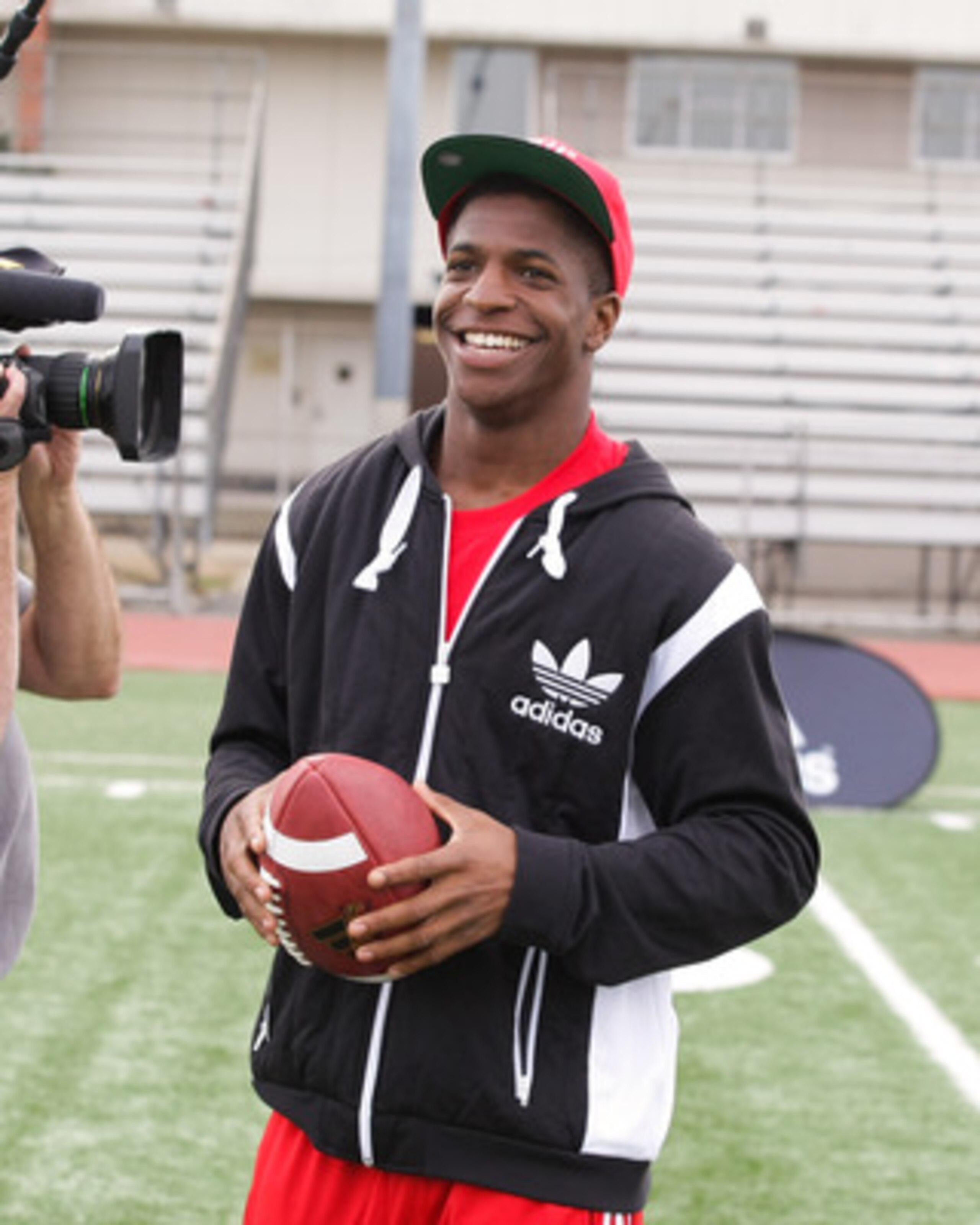 LOS ANGELES, CA - MARCH 19: adidas and Titus Young pop into a football practice in Los Angeles to capture game faces as part of the adidas Facebook Game Face contest. (Photo by Noel Vasquez/Getty Images for adidas) LOS ANGELES, CA - MARCH 19: adidas and Titus Young pop into a football practice in Los Angeles to capture game faces as part of the adidas Facebook Game Face contest. (Photo by Noel Vasquez/Getty Images for adidas)