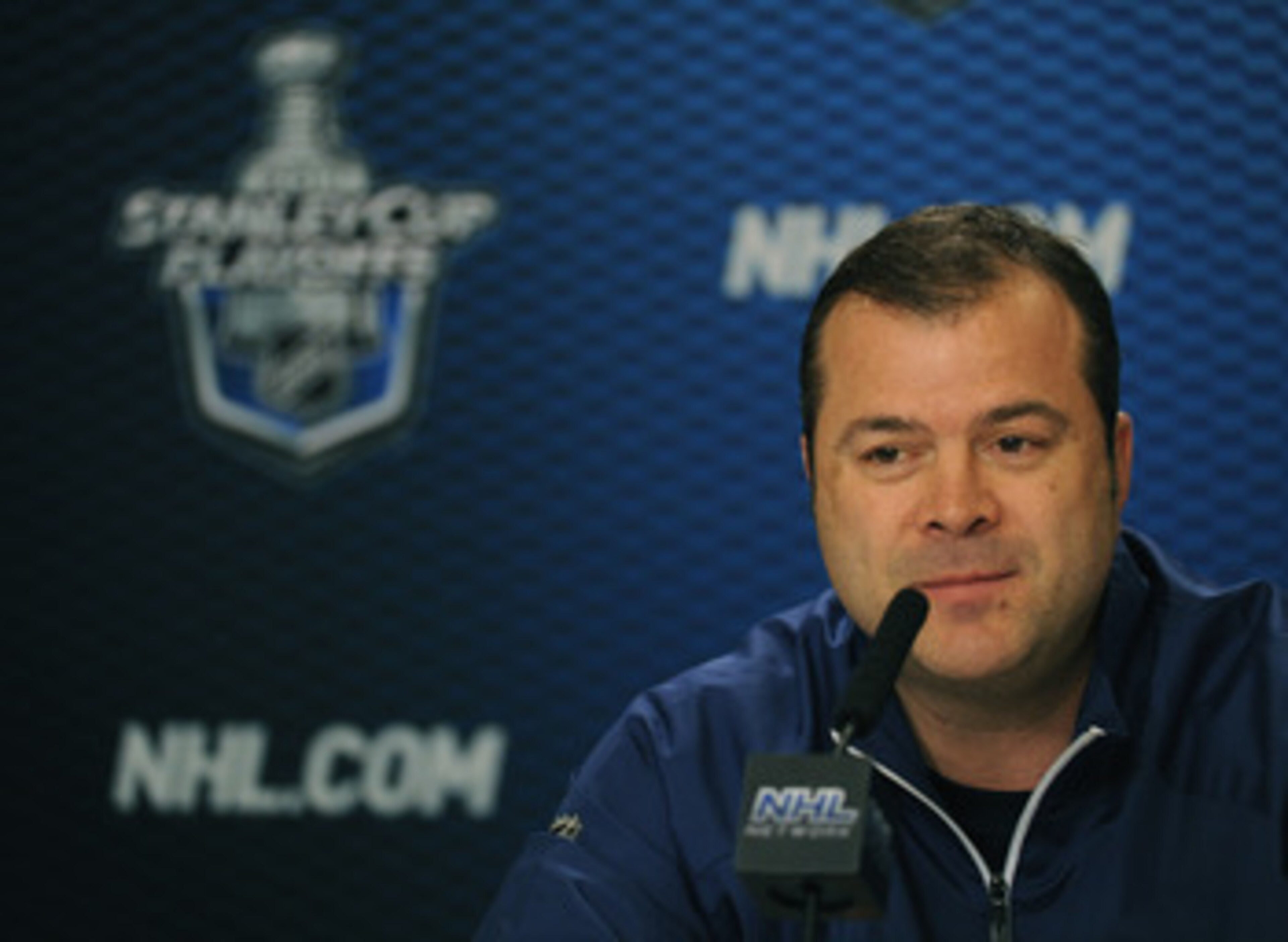 VANCOUVER, BC - MAY 16: Head Coach Alain Vigneault of the Vancouver Canucks speaks to the media at a press conference during the Stanley Cup Western Conference Finals practice at the Rogers Arena on May 16, 2011 in Vancouver, Canada. (Photo by Harry How VANCOUVER, BC - MAY 16: Head Coach Alain Vigneault of the Vancouver Canucks speaks to the media at a press conference during the Stanley Cup Western Conference Finals practice at the Rogers Arena on May 16, 2011 in Vancouver, Canada. (Photo by Harry How