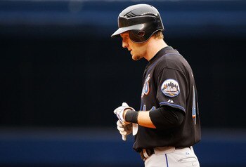 NEW YORK - MAY 22:  Jason Bay #44 of the New York Mets looks down after grounding out against the New York Yankees on May 22, 2011 at Yankee Stadium in the Bronx borough of New York City. Yankees defeat the Mets 9-3. (Photo by Mike Stobe/Getty Images)