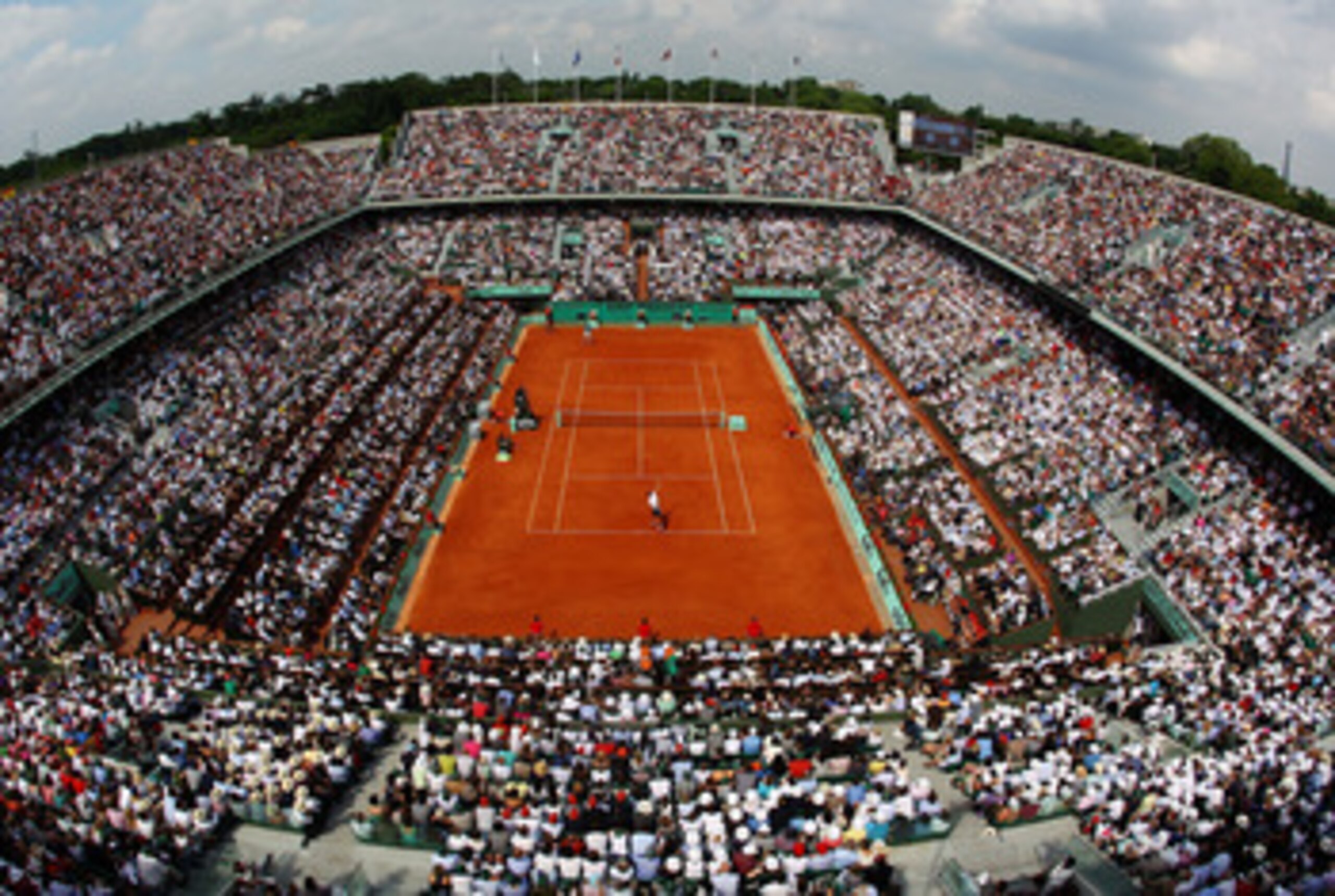 PARIS - JUNE 06:  A general vire of Philippe Chatrier court during the men's singles final match between Robin Soderling of Sweden and Rafael Nadal of Spain on day fifteen of the French Open at Roland Garros on June 6, 2010 in Paris, France.  (Photo by Cl