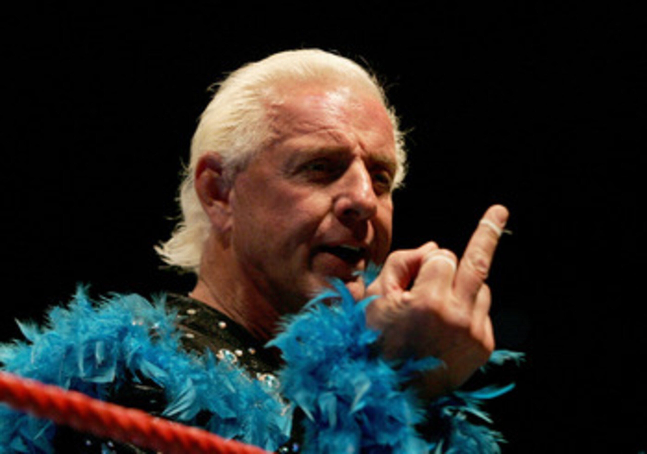 PERTH, AUSTRALIA - NOVEMBER 24: Ric Flair gestures to the audience during his Hulkamania Tour at the Burswood Dome on November 24, 2009 in Perth, Australia. (Photo by Paul Kane/Getty Images) PERTH, AUSTRALIA - NOVEMBER 24: Ric Flair gestures to the audience during his Hulkamania Tour at the Burswood Dome on November 24, 2009 in Perth, Australia. (Photo by Paul Kane/Getty Images)