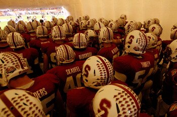 MIAMI, FL - JANUARY 03:  The Stanford Cardinal stand in the tunnel prior to taking the field to play against the Virginia Tech Hokies during the 2011 Discover Orange Bowl at Sun Life Stadium on January 3, 2011 in Miami, Florida.  (Photo by Streeter Lecka/
