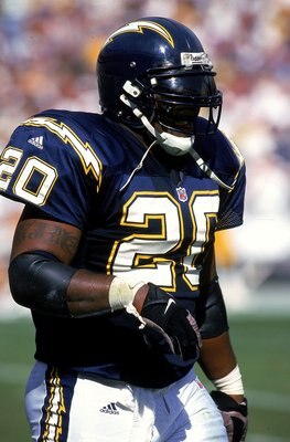 24 Oct 1999: Natrone Means #20 of the San Diego Chargers walks on the field during the game against the Green Bay Packers at Qualcomm Stadium San Diego, California. The Packers defeated the Chargers 31-3.