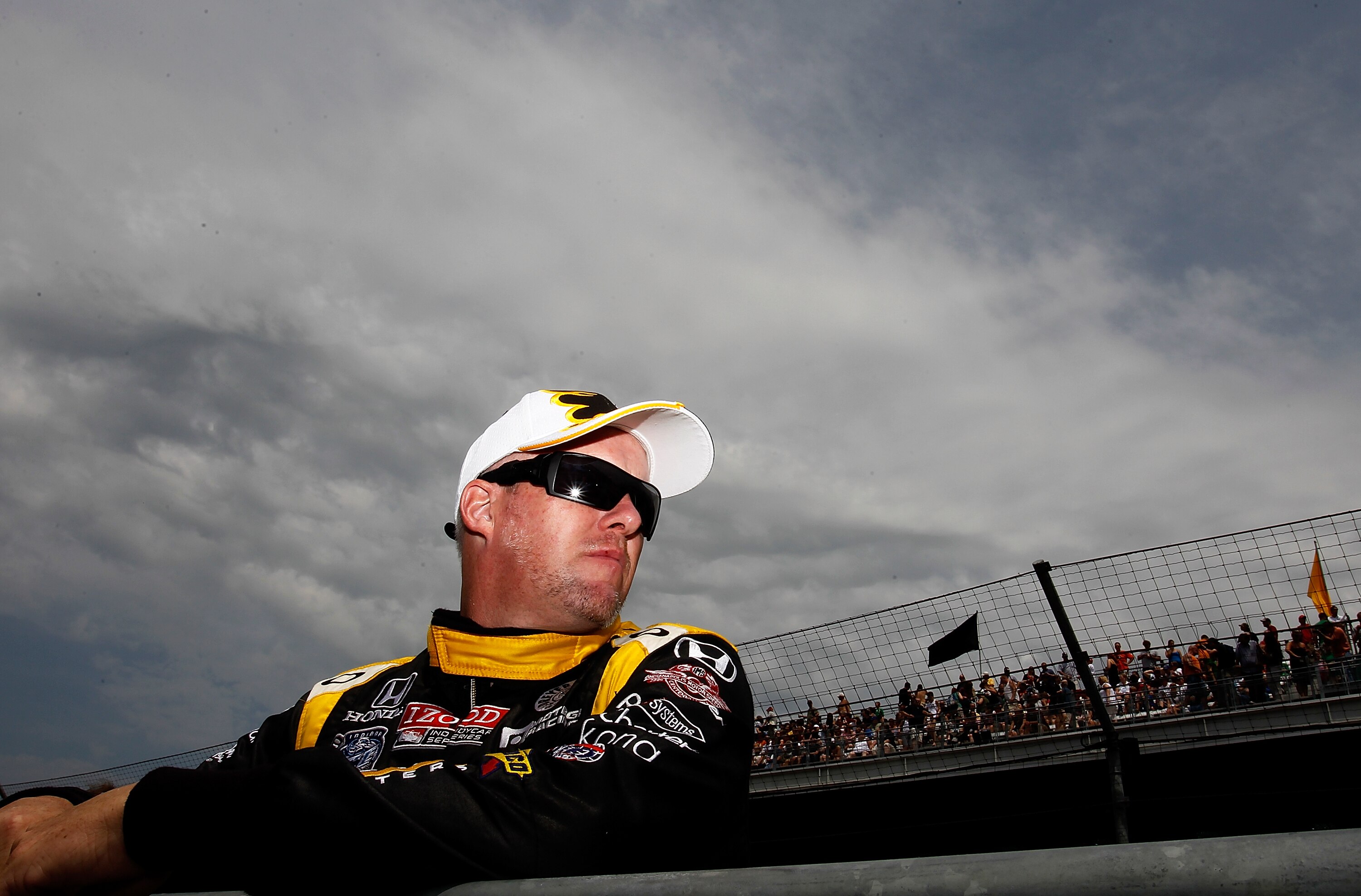 INDIANAPOLI, IN - MAY 22: Paul Tracy, driver of the #23 Wix Filters Dreyer & Reinbold Racing Dallara Honda, waits to drive  during qualifying for the the 95th Indianapolis 500 Mile Race at the Indianapolis Motor Speedway on May 22, 2011 in Indianapolis, I