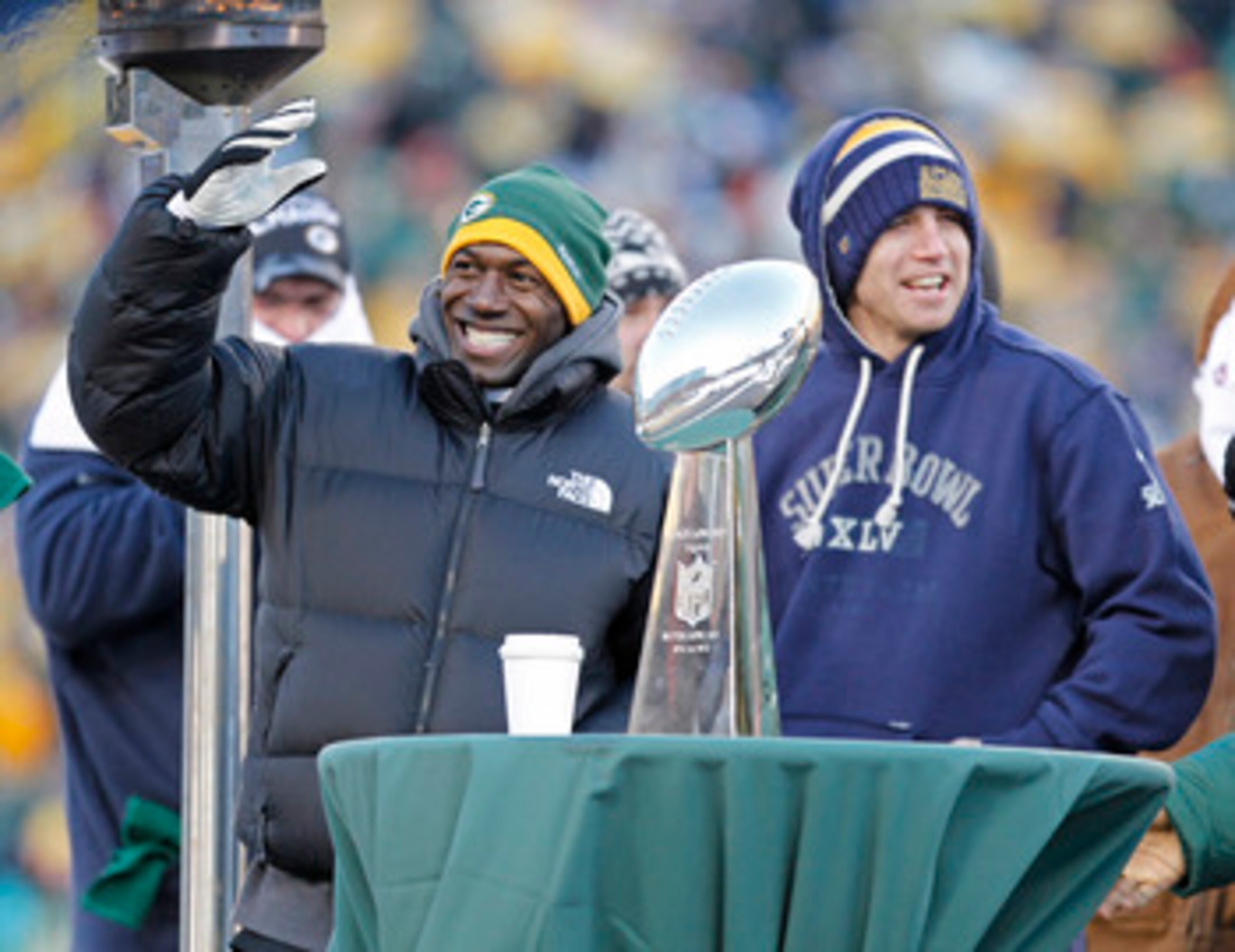 GREEN BAY, WI - FEBRUARY 08: Green Bay Packers wide receivers Donald Driver and Jordy Nelson address the fans during the Packers victory ceremony at Lambeau Field on February 8, 2011 in Green Bay, Wisconsin. (Photo by Matt Ludtke/Getty Images) GREEN BAY, WI - FEBRUARY 08: Green Bay Packers wide receivers Donald Driver and Jordy Nelson address the fans during the Packers victory ceremony at Lambeau Field on February 8, 2011 in Green Bay, Wisconsin. (Photo by Matt Ludtke/Getty Images)