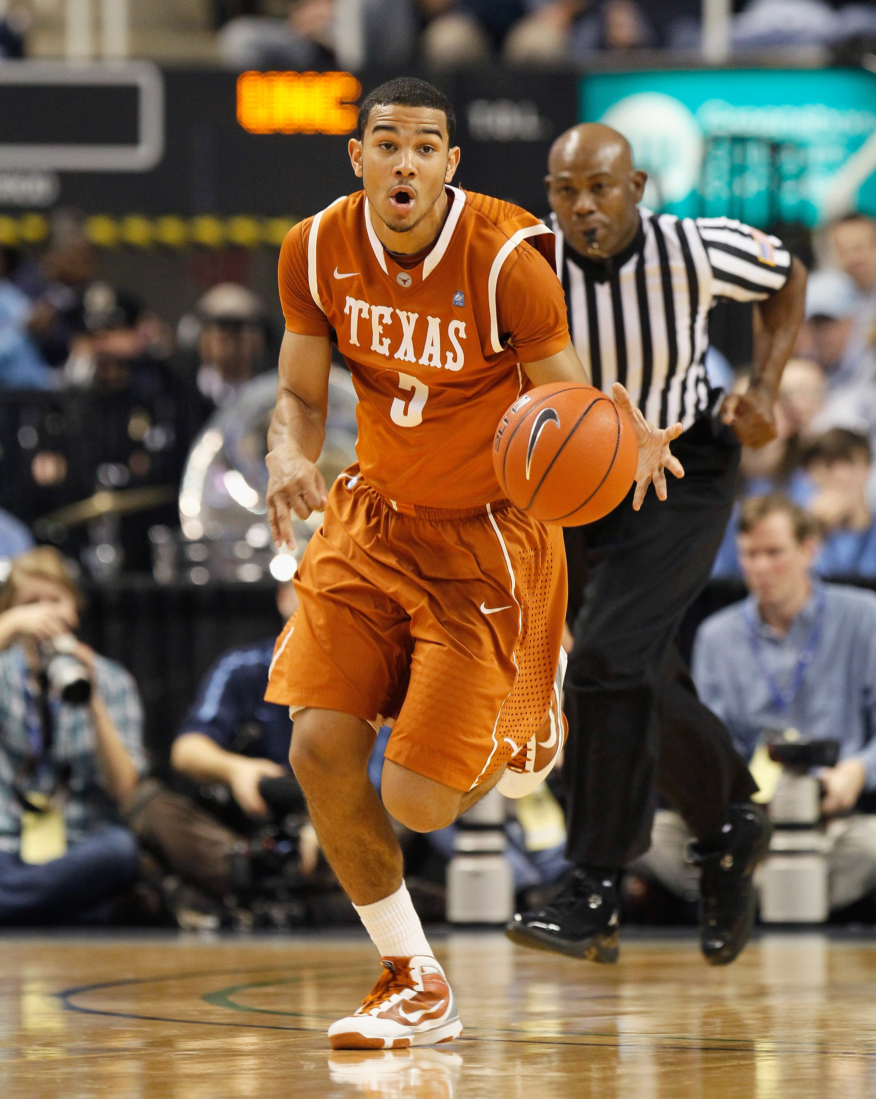 GREENSBORO, NC - DECEMBER 18:  Cory Joseph #5 of the Texas Longhorns against the North Carolina Tar Heels at Greensboro Coliseum on December 18, 2010 in Greensboro, North Carolina.  (Photo by Kevin C. Cox/Getty Images)
