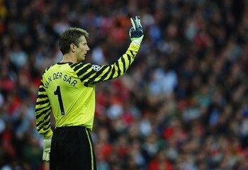 LONDON, ENGLAND - MAY 28:  Edwin van der Sar of Manchester United in action during the UEFA Champions League final between FC Barcelona and Manchester United FC at Wembley Stadium on May 28, 2011 in London, England. Edwin van der Sar will retire after the