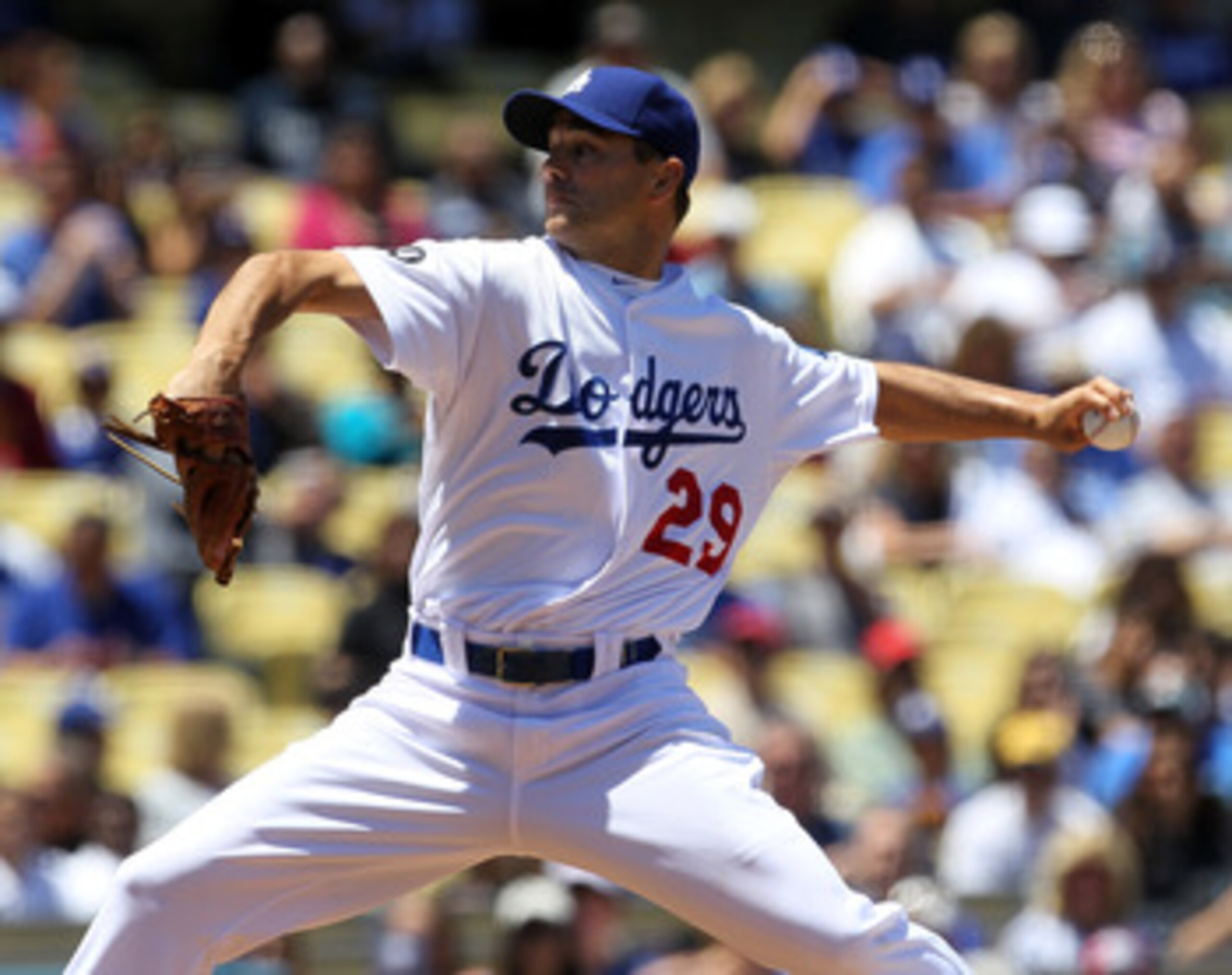 LOS ANGELES, CA - MAY 15: Ted Lilly #29 of the Los Angeles Dodgers throw a pitch against the Arizona Diamondbacks on May 15, 2011 at Dodger Stadium in Los Angeles, California. (Photo by Stephen Dunn/Getty Images) LOS ANGELES, CA - MAY 15: Ted Lilly #29 of the Los Angeles Dodgers throw a pitch against the Arizona Diamondbacks on May 15, 2011 at Dodger Stadium in Los Angeles, California. (Photo by Stephen Dunn/Getty Images)