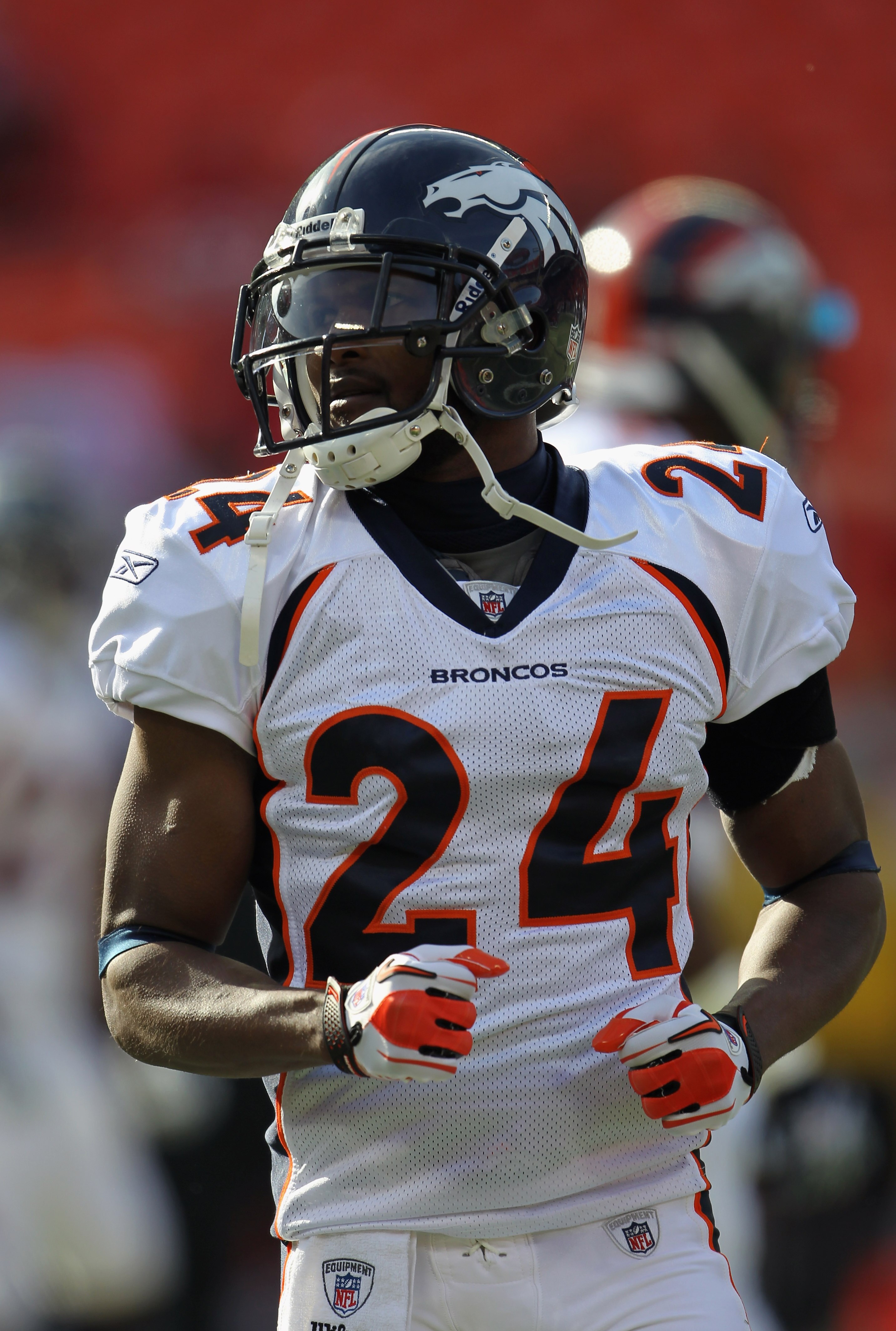 KANSAS CITY, MO - DECEMBER 05: Champ Bailey #24 of the Denver Broncos during warm-ups prior to the start of the game against the Kansas City Chiefs on December 5, 2010 at Arrowhead Stadium in Kansas City, Missouri. (Photo by Jamie Squire/Getty Images) KANSAS CITY, MO - DECEMBER 05: Champ Bailey #24 of the Denver Broncos during warm-ups prior to the start of the game against the Kansas City Chiefs on December 5, 2010 at Arrowhead Stadium in Kansas City, Missouri. (Photo by Jamie Squire/Getty Images)