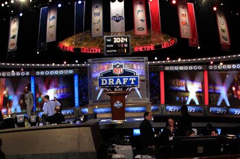 NEW YORK, NY - APRIL 28:  A general view of the Draft stage during the 2011 NFL Draft at Radio City Music Hall on April 28, 2011 in New York City.  (Photo by Chris Trotman/Getty Images)