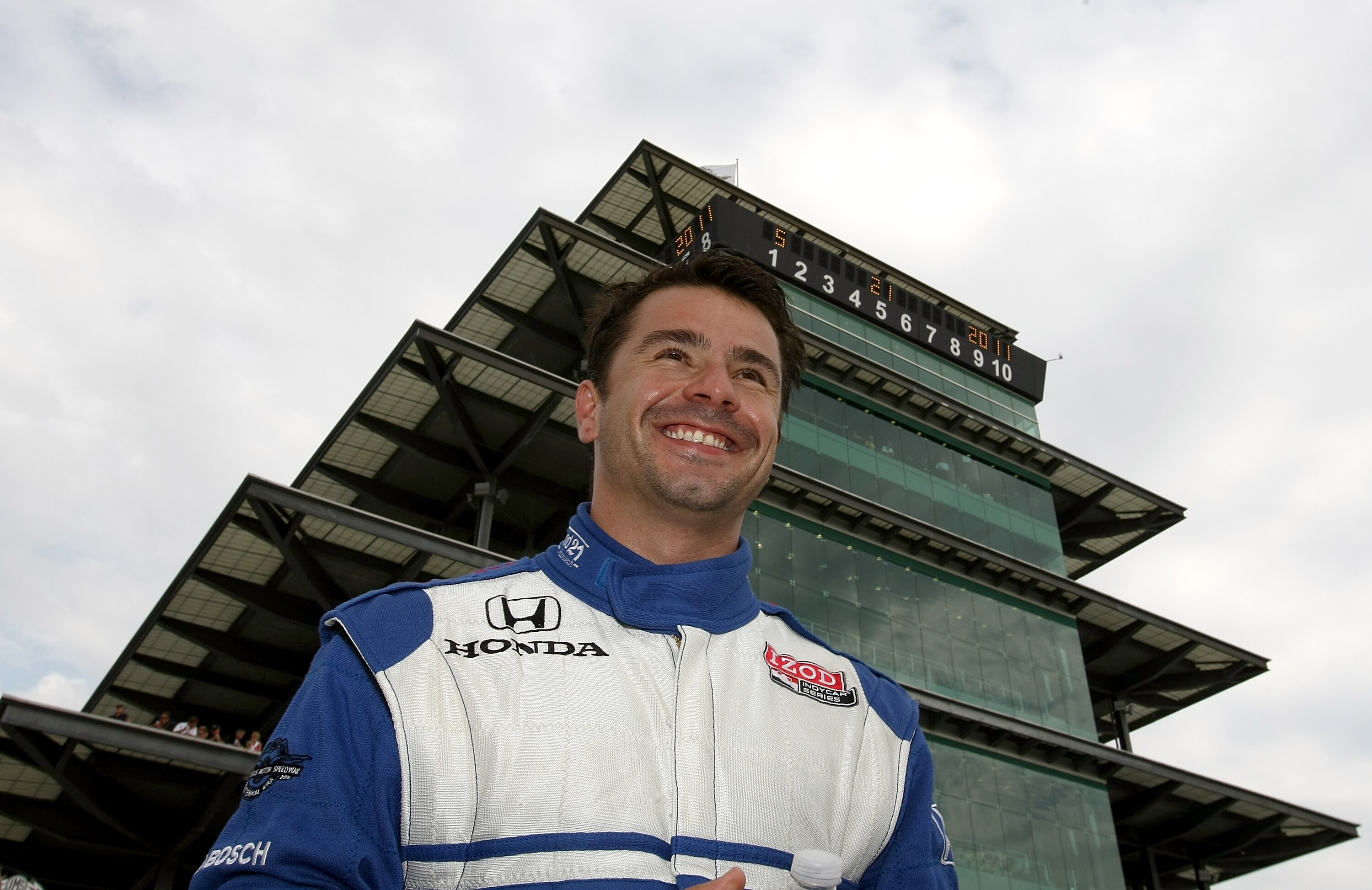 INDIANAPOLIS, IN- MAY 21: Oriol Servia, driver of the #2 Telemundo Newman Haas Racing Dallara Honda smiles during qualifying for the the 95th Indianapolis 500 Mile Race at the Indianapolis Motor Speedway on May 21, 2011 in Indianapolis, Indiana.  (Photo b
