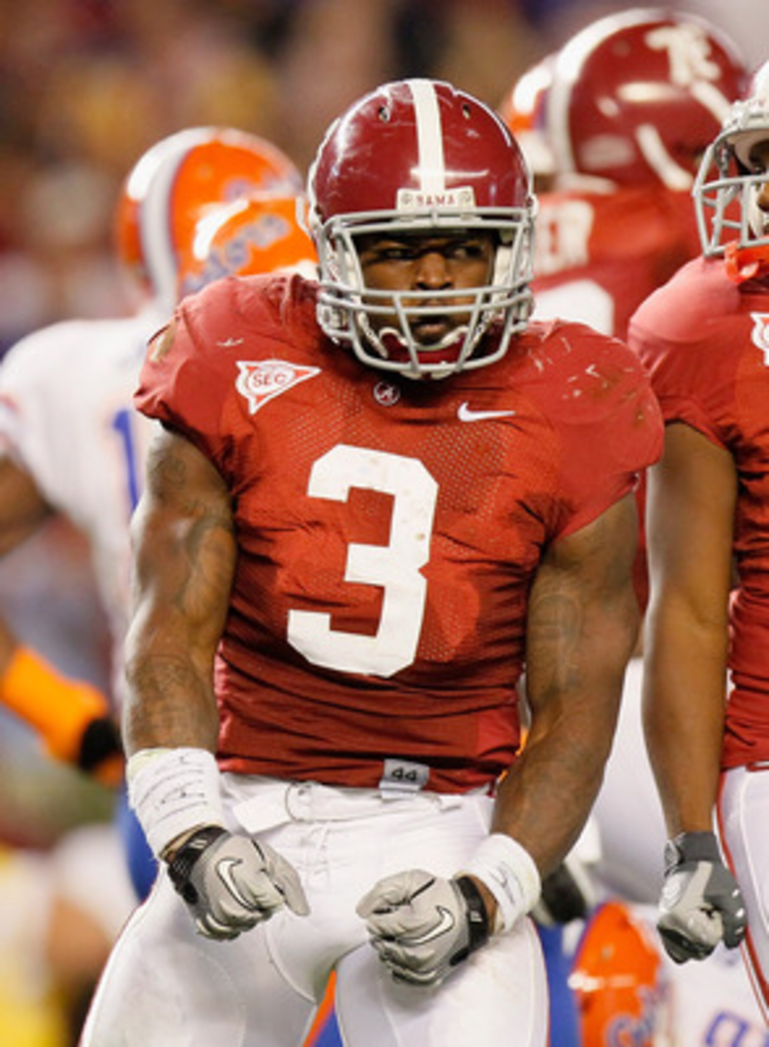 TUSCALOOSA, AL - OCTOBER 02: Trent Richardson #3 of the Alabama Crimson Tide reacts after a rush for a first down against the Florida Gators at Bryant-Denny Stadium on October 2, 2010 in Tuscaloosa, Alabama. (Photo by Kevin C. Cox/Getty Images) TUSCALOOSA, AL - OCTOBER 02: Trent Richardson #3 of the Alabama Crimson Tide reacts after a rush for a first down against the Florida Gators at Bryant-Denny Stadium on October 2, 2010 in Tuscaloosa, Alabama. (Photo by Kevin C. Cox/Getty Images)