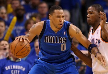 OKLAHOMA CITY, OK - MAY 23:  Shawn Marion #0 of the Dallas Mavericks posts up Kevin Durant #35 of the Oklahoma City Thunder in the third quarter in Game Four of the Western Conference Finals during the 2011 NBA Playoffs at Oklahoma City Arena on May 23, 2