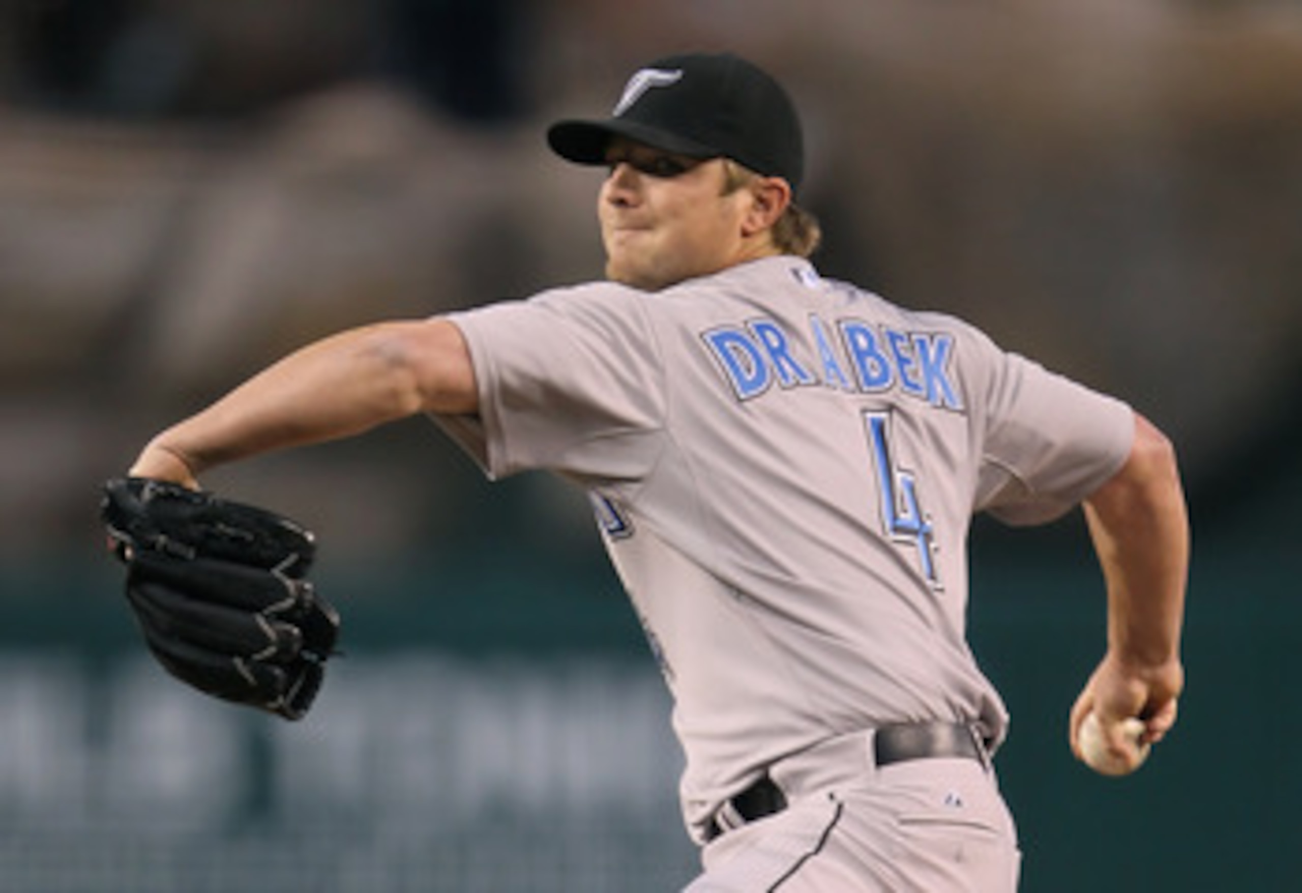 ANAHEIM, CA - APRIL 08:  Kyle Drabek #4 of the Toronto Blue Jays pitches against the Los Angeles Angels of Anaheim at Angel Stadium of Anaheim on April 8, 2011 in Anaheim, California.  (Photo by Jeff Gross/Getty Images)