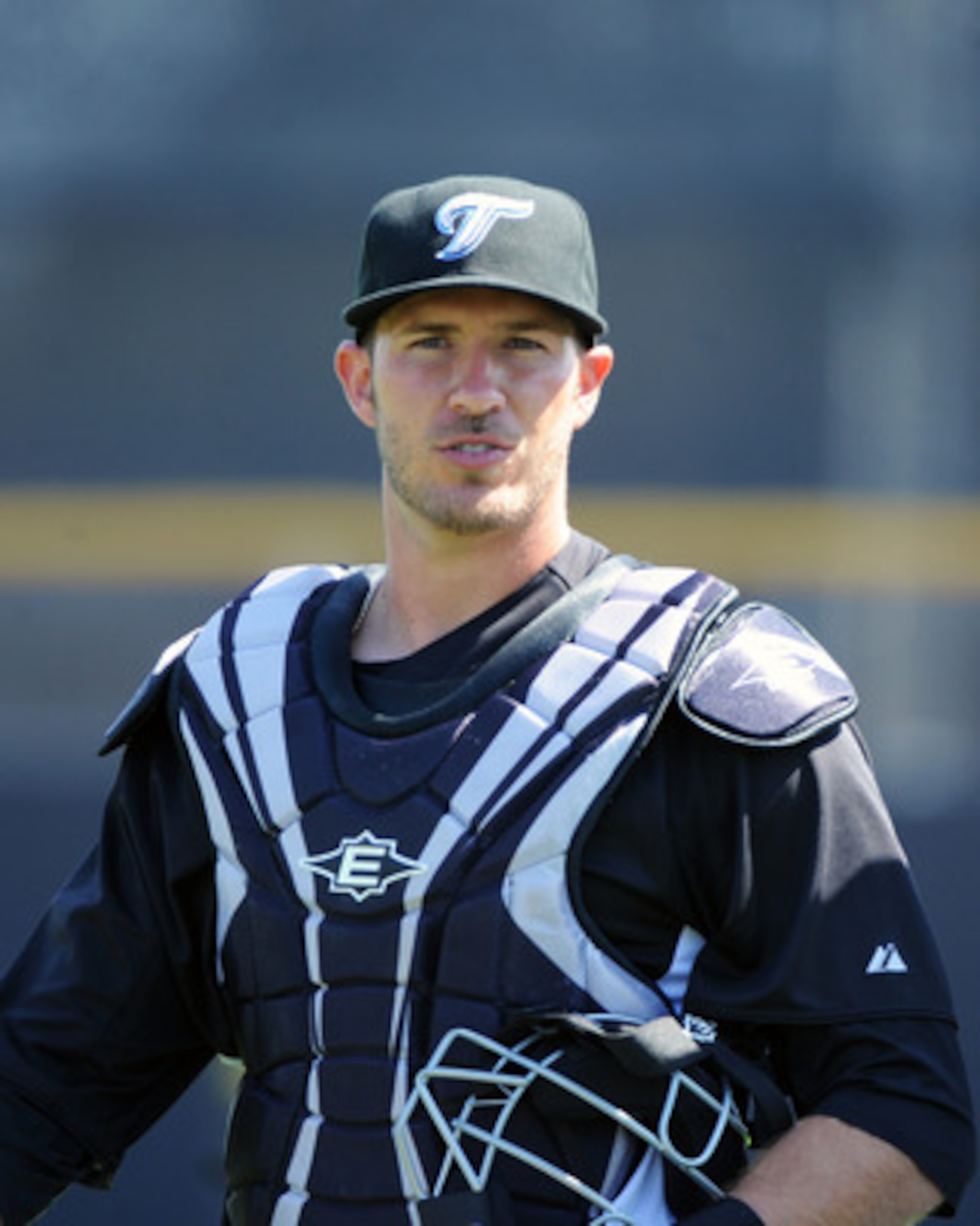 DUNEDIN, FL - FEBRUARY 26: Catcher J. P. Arencibia #9 of the Toronto Blue Jays takes the field for play against the Detroit Tigers February 26, 2011 at Florida Auto Exchange Stadium in Dunedin, Florida. (Photo by Al Messerschmidt/Getty Images) DUNEDIN, FL - FEBRUARY 26: Catcher J. P. Arencibia #9 of the Toronto Blue Jays takes the field for play against the Detroit Tigers February 26, 2011 at Florida Auto Exchange Stadium in Dunedin, Florida. (Photo by Al Messerschmidt/Getty Images)