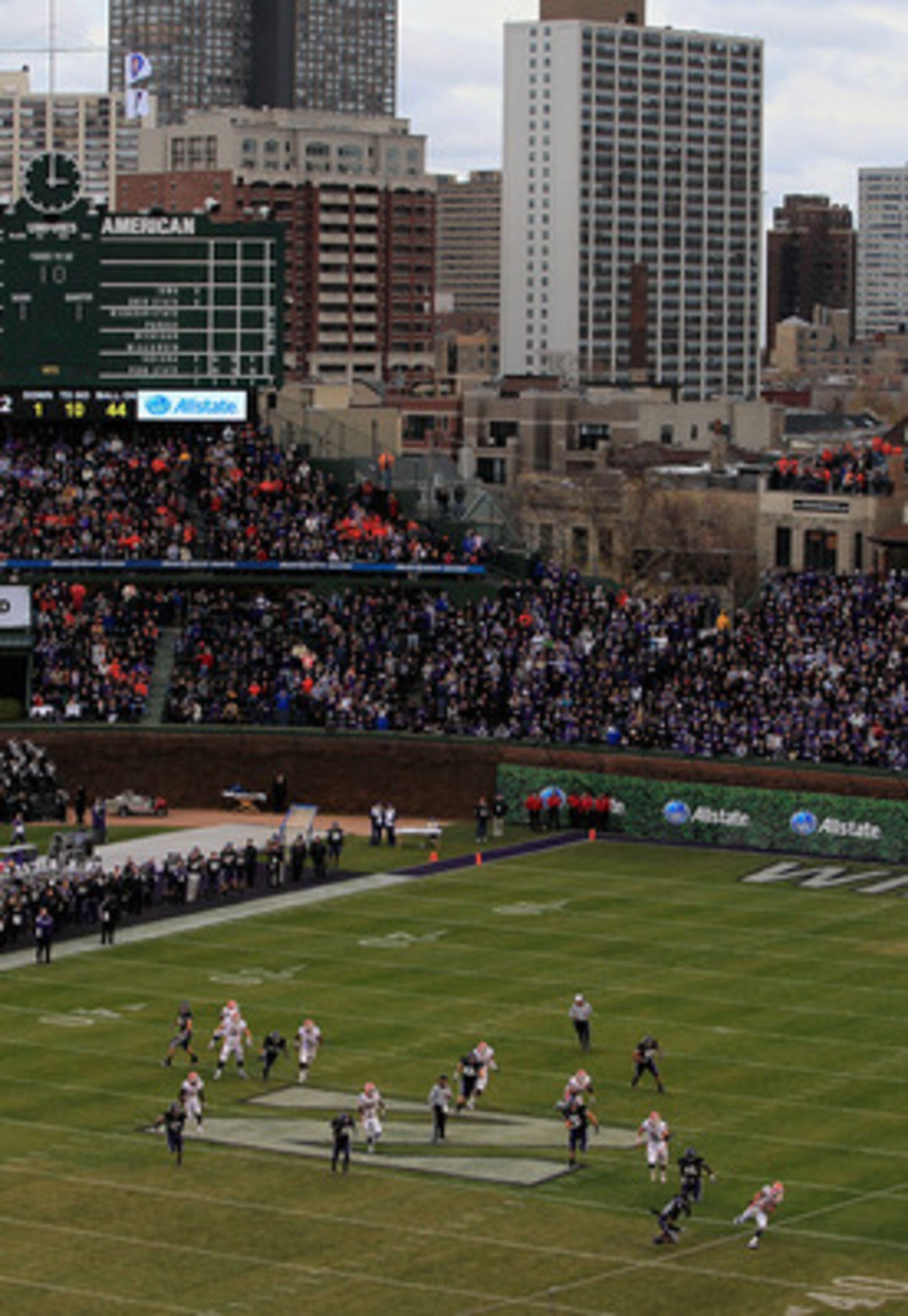 CHICAGO, IL - NOVEMBER 20: A general view as the Northwestern Wildcats take on the Illinois Fighting Illini during a game played at Wrigley Field on November 20, 2010 in Chicago, Illinois. Illinois defeated Northwestern 48-27. (Photo by Jonathan Daniel/Ge