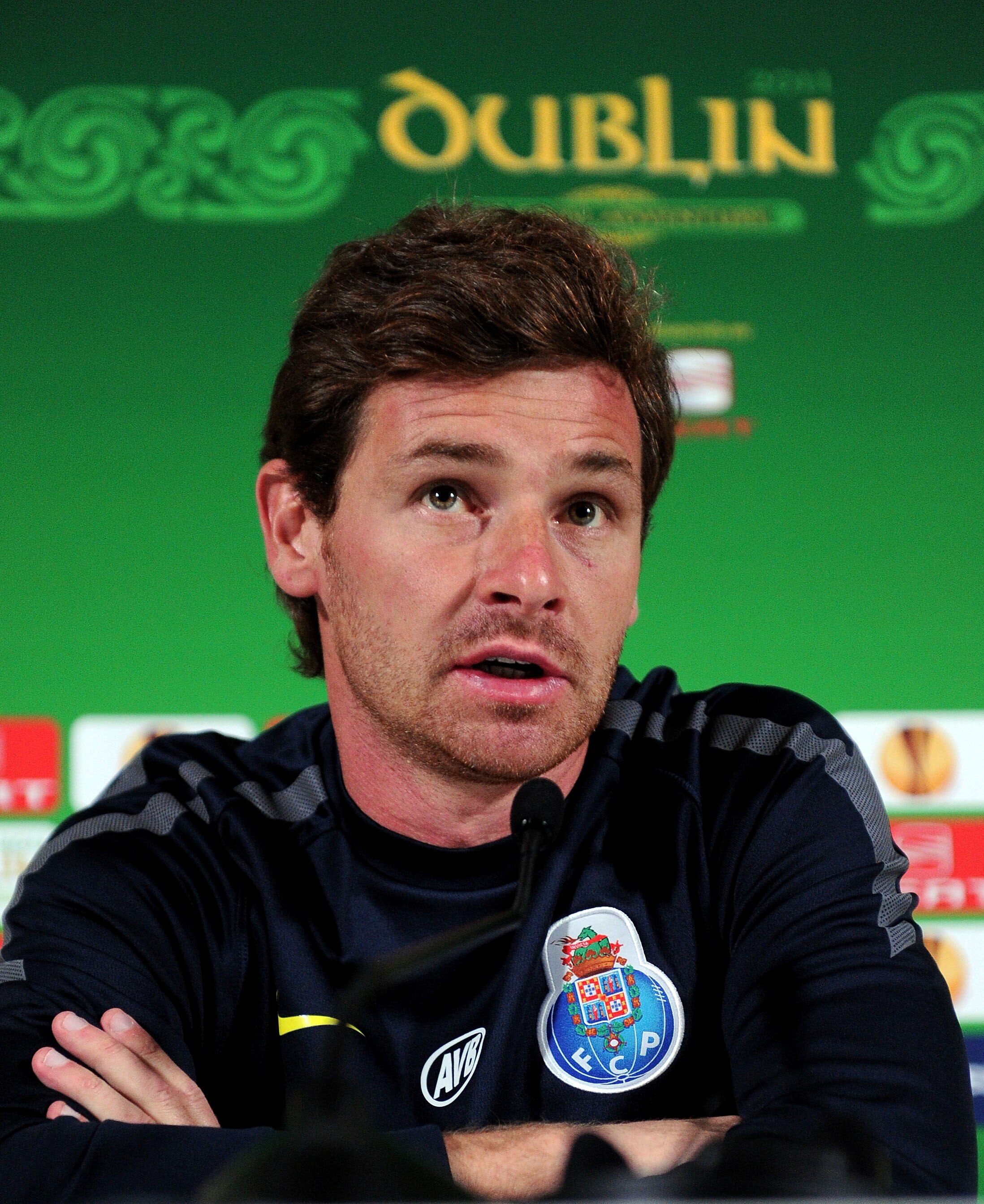 DUBLIN, ENGLAND - MAY 17:  In this UEFA handout coach Andre Villas-Boas speaks during the FC Porto press conference ahead of the UEFA Europa League final match against SC Braga at Dublin Arena on May 17, 2011 in Dublin, Ireland.  (Photo by UEFA/Handout vi