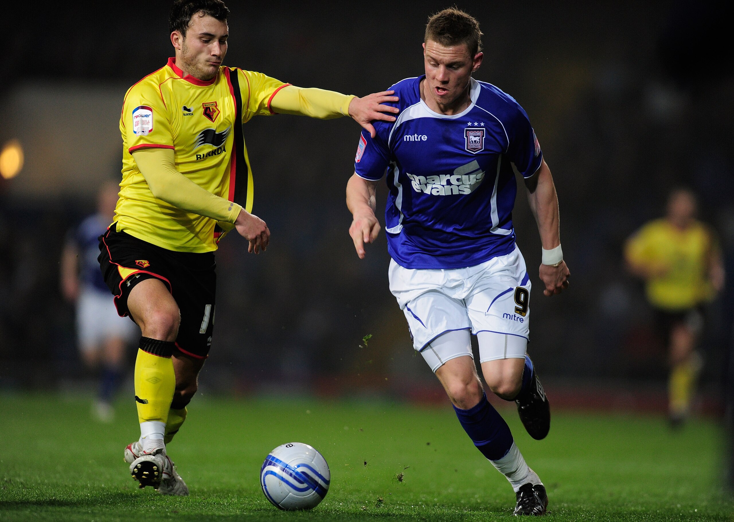 IPSWICH, ENGLAND - MARCH 15: Connor Wickham of Ipswich Town battles with Will Buckley of Watford during the npower Championship match between Ipswich Town and Watford at Portman Road on March 15, 2011 in Ipswich, England. (Photo by Jamie McDonald/Getty IPSWICH, ENGLAND - MARCH 15: Connor Wickham of Ipswich Town battles with Will Buckley of Watford during the npower Championship match between Ipswich Town and Watford at Portman Road on March 15, 2011 in Ipswich, England. (Photo by Jamie McDonald/Getty