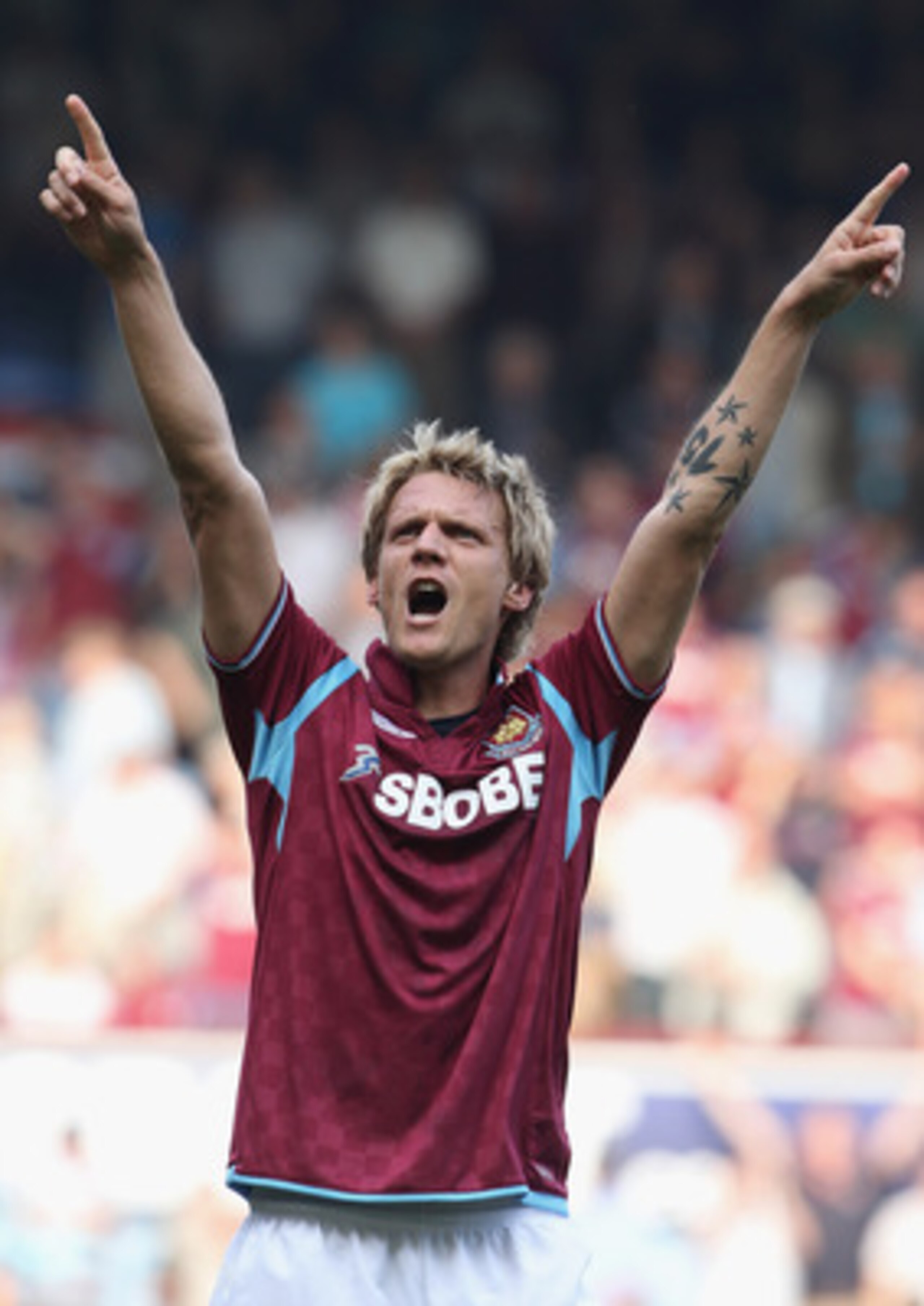 LONDON, ENGLAND - APRIL 24:  Radoslav Kovac of West Ham celebrates after victory in the Barclays Premier League match between West Ham United and Wigan Athletic at the Boleyn Ground on April 24, 2010 in London, England.  (Photo by Phil Cole/Getty Images)