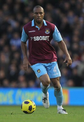 BIRMINGHAM, ENGLAND - NOVEMBER 06:  Daniel Gabbidon of West Ham in action during the Barclays Premier League match between Birmingham City and West Ham United at St Andrews on November 6, 2010 in Birmingham, England.  (Photo by Hamish Blair/Getty Images)