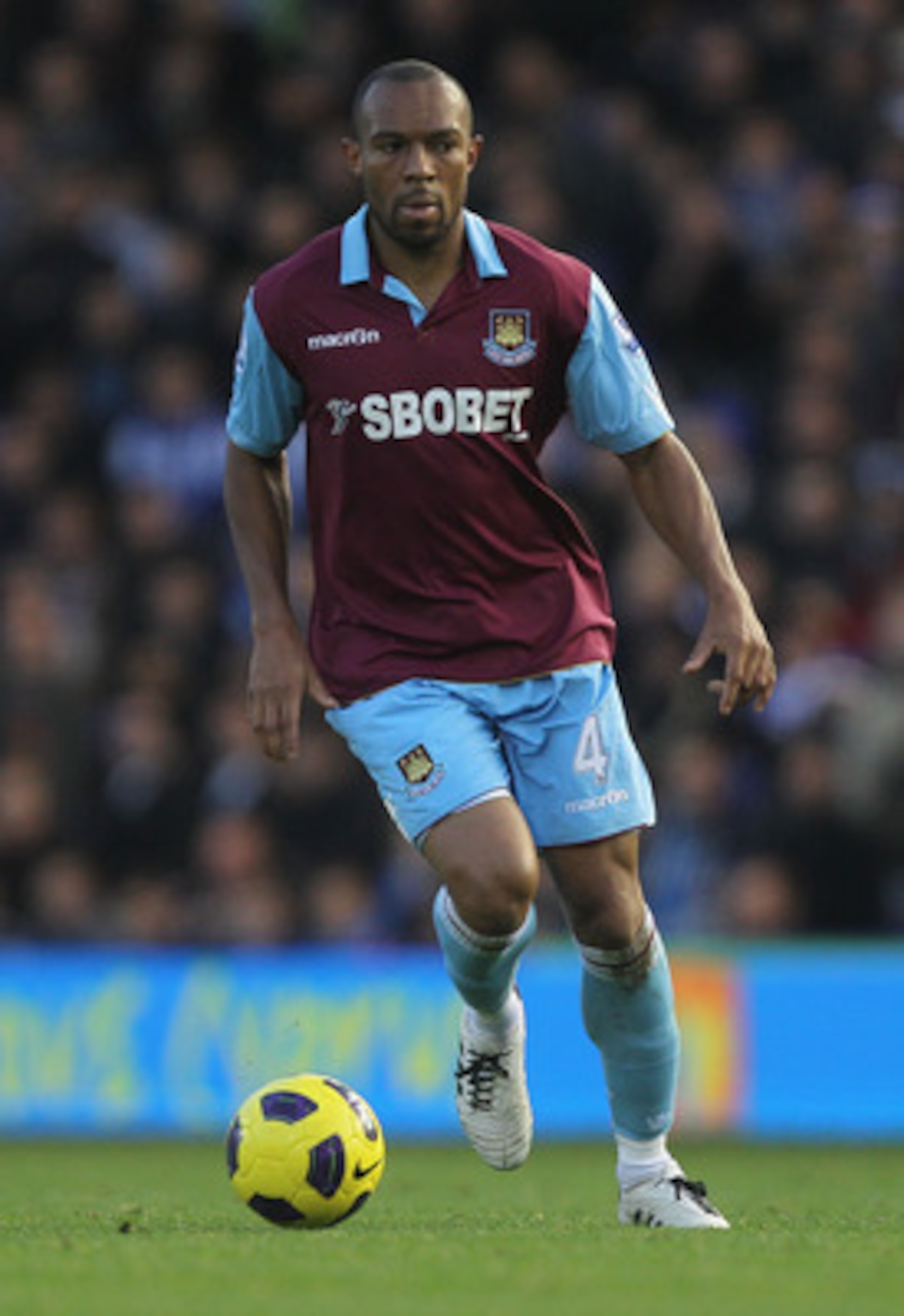 BIRMINGHAM, ENGLAND - NOVEMBER 06:  Daniel Gabbidon of West Ham in action during the Barclays Premier League match between Birmingham City and West Ham United at St Andrews on November 6, 2010 in Birmingham, England.  (Photo by Hamish Blair/Getty Images)