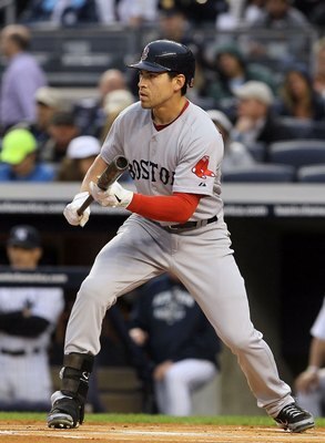 NEW YORK, NY - MAY 14:  Jacoby Ellsbury #2 of the Boston Red Sox bats against the New York Yankees on May 14, 2011 at Yankee Stadium in the Bronx borough of New York City.  (Photo by Jim McIsaac/Getty Images)