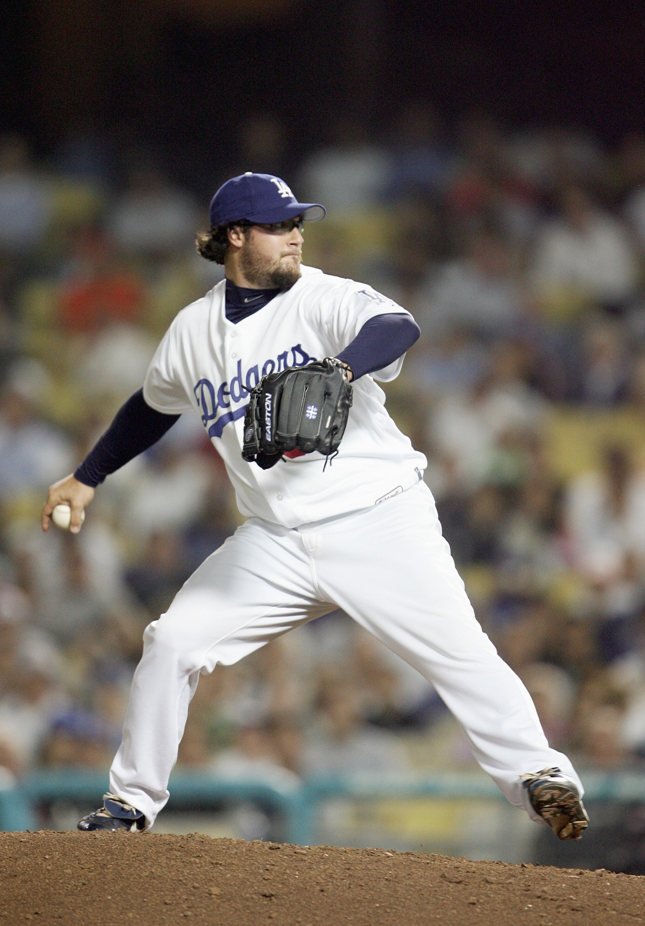 LOS ANGELES - JUNE 6: Pitcher Eric Gagne #38 of the Los Angeles Dodgers winds back to pitch during the game against the New York Mets during the game on June 6, 2006 at Dodger Stadium in Los Angeles, California. The Dodgers defeated the Mets 8-5. (Photo b