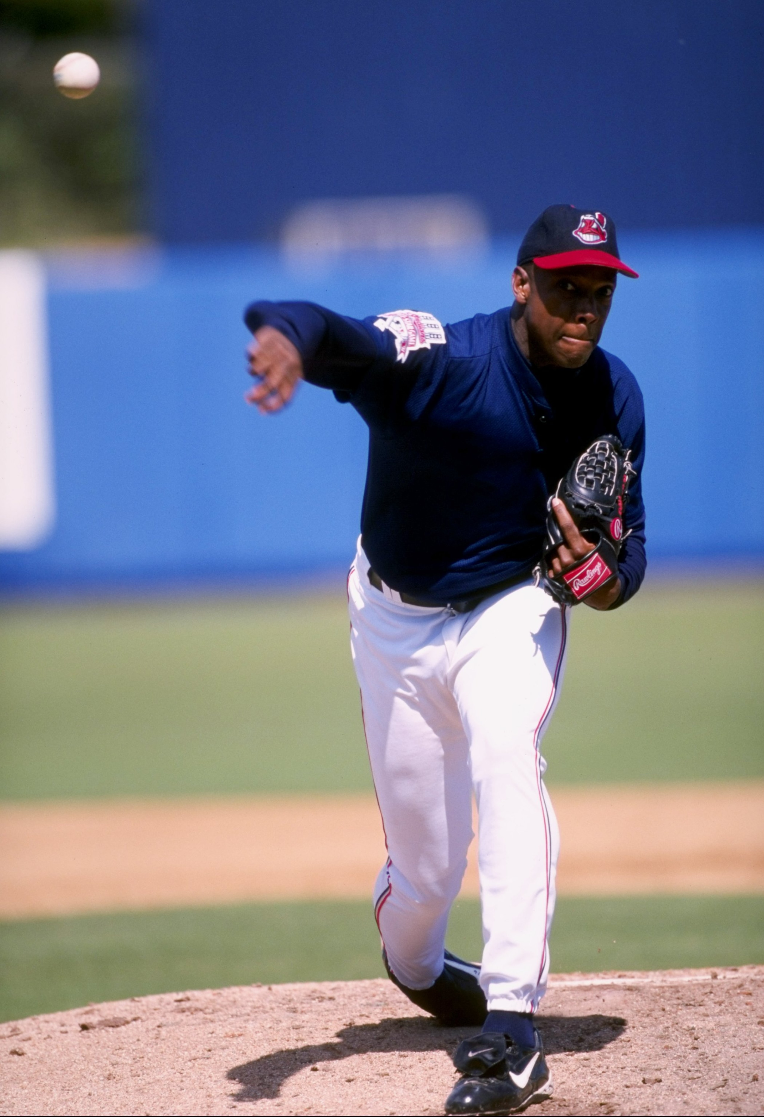 9 Mar 1998:  Dwight Gooden #16 of the Cleveland Indians in action during a spring training game against the Houston Astros at the Chain of Lakes Park in Winter Haven, Florida. The Astros defeated the Indians 10-4. Mandatory Credit: Rick Stewart  /Allsport
