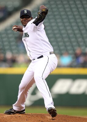 SEATTLE - MAY 04:  Starting pitcher Michael Pineda #36 of the Seattle Mariners pitches against the Texas Rangers at Safeco Field on May 4, 2011 in Seattle, Washington. (Photo by Otto Greule Jr/Getty Images)