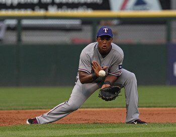 CHICAGO, IL - MAY 17: Adrian Beltre #29 of the Texas Rangers fields the ball at 3rd base against the Chicago White Sox at U.S. Cellular Field on May 17, 2011 in Chicago, Illinois. The White Sox defeated the Rangers 4-3. (Photo by Jonathan Daniel/Getty Ima