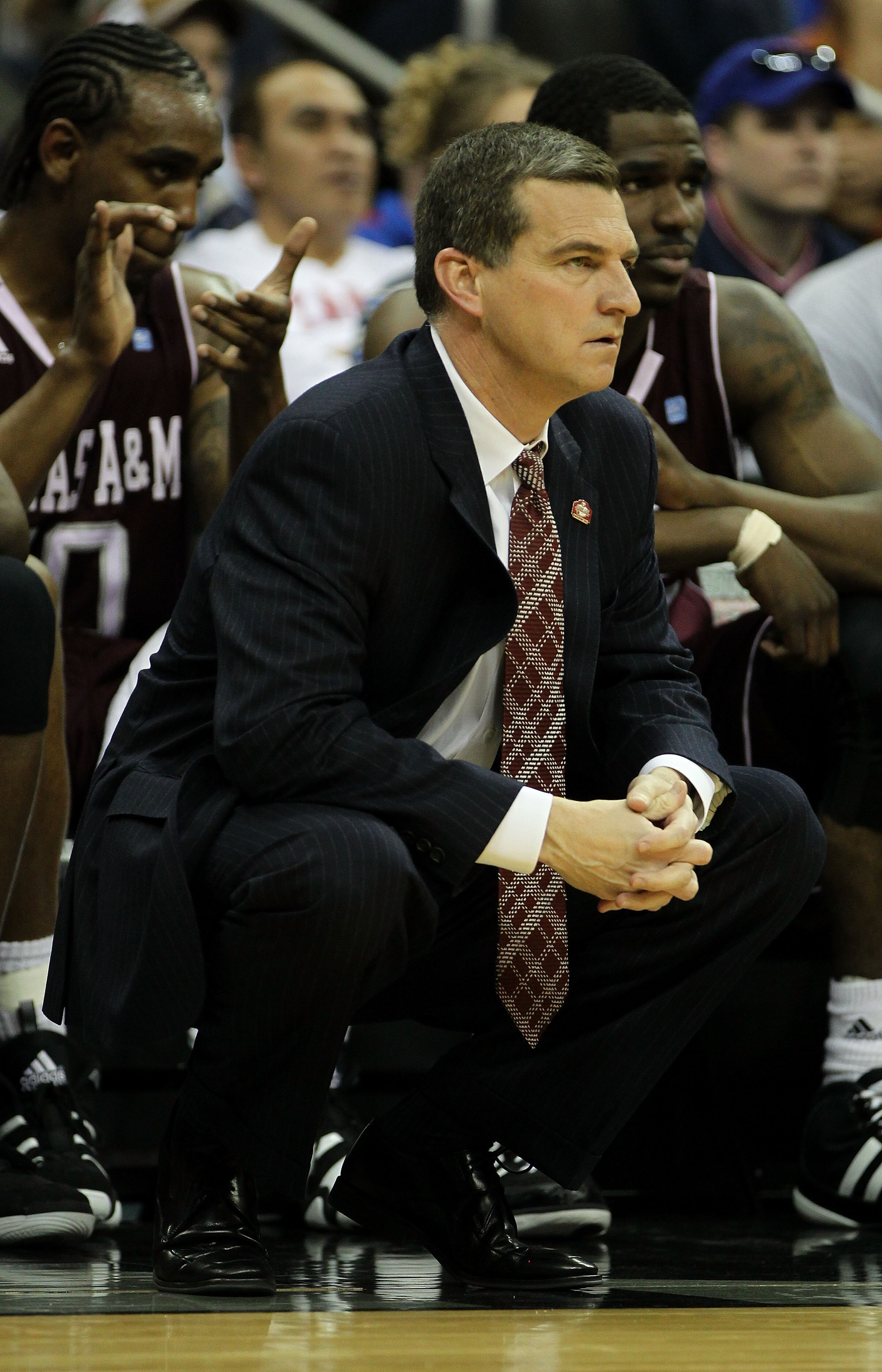 KANSAS CITY, MO - MARCH 11:  Head coach Mark Turgeon of the Texas A&M Aggies looks on during their semifinal game against the Texas Longhorns in the 2011 Phillips 66 Big 12 Men's Basketball Tournament at Sprint Center on March 11, 2011 in Kansas City, Mis