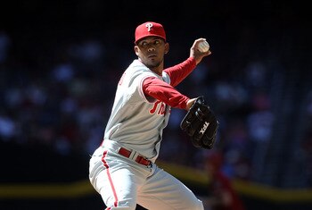 PHOENIX, AZ - APRIL 27:  Relief pitcher Antonio Bastardo #58 of the Philadelphia Phillies pitches against the Arizona Diamondbacks during the Major League Baseball game at Chase Field on April 27, 2011 in Phoenix, Arizona.  The Phillies defeated the Diamo