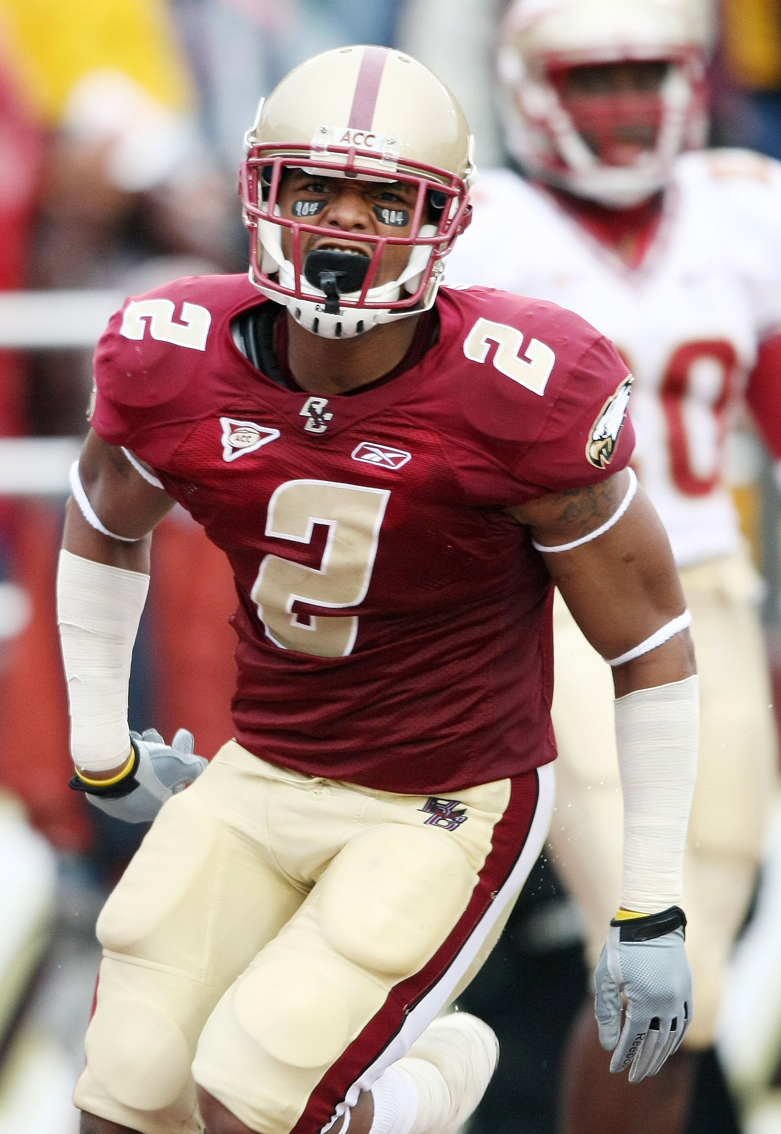 CHESTNUT HILL, MA - OCTOBER 03:  Montel Harris #2  of the Boston College Eagles celebrates his touchdown in the first quarter against the Florida State Seminoles on October 3, 2009 at Alumni Stadium in Chestnut Hill, Massachusetts. (Photo by Elsa/Getty Im