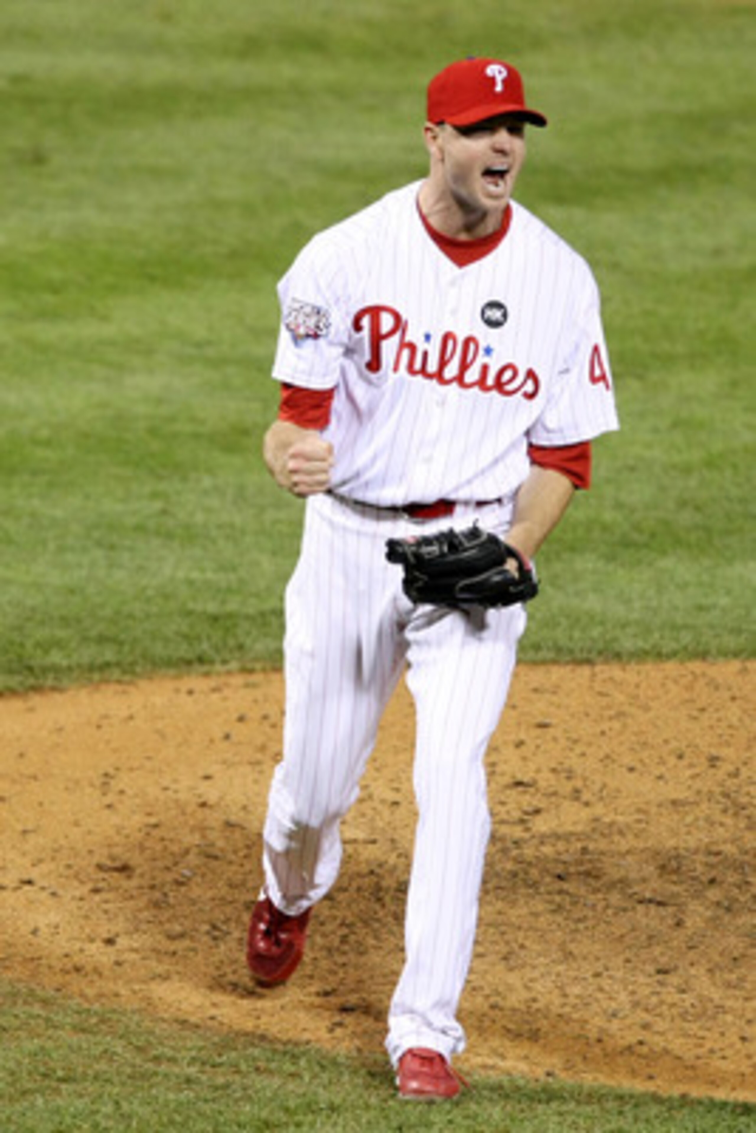 PHILADELPHIA - NOVEMBER 02:  Ryan Madson #46 of the Philadelphia Phillies celebrates their 8-6 win against the New York Yankees in Game Five of the 2009 MLB World Series at Citizens Bank Park on November 2, 2009 in Philadelphia, Pennsylvania.  (Photo by A