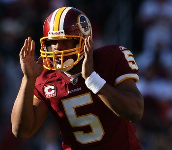 LANDOVER, MD - NOVEMBER 28: Quarterback Donovan McNabb #5 calls out signals against the Minnesota Vikings at FedExField November 28, 2010 in Landover, Maryland. The Vikings won the game 17-13. (Photo by Win McNamee/Getty Images) LANDOVER, MD - NOVEMBER 28: Quarterback Donovan McNabb #5 calls out signals against the Minnesota Vikings at FedExField November 28, 2010 in Landover, Maryland. The Vikings won the game 17-13. (Photo by Win McNamee/Getty Images)